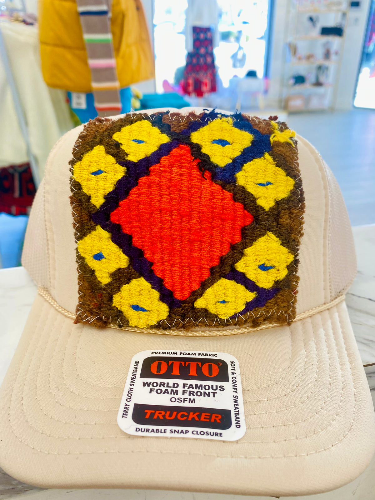 ORIJINAL Trucker Hat in Tan - Yellow, Orange, Brown, Blue Patch