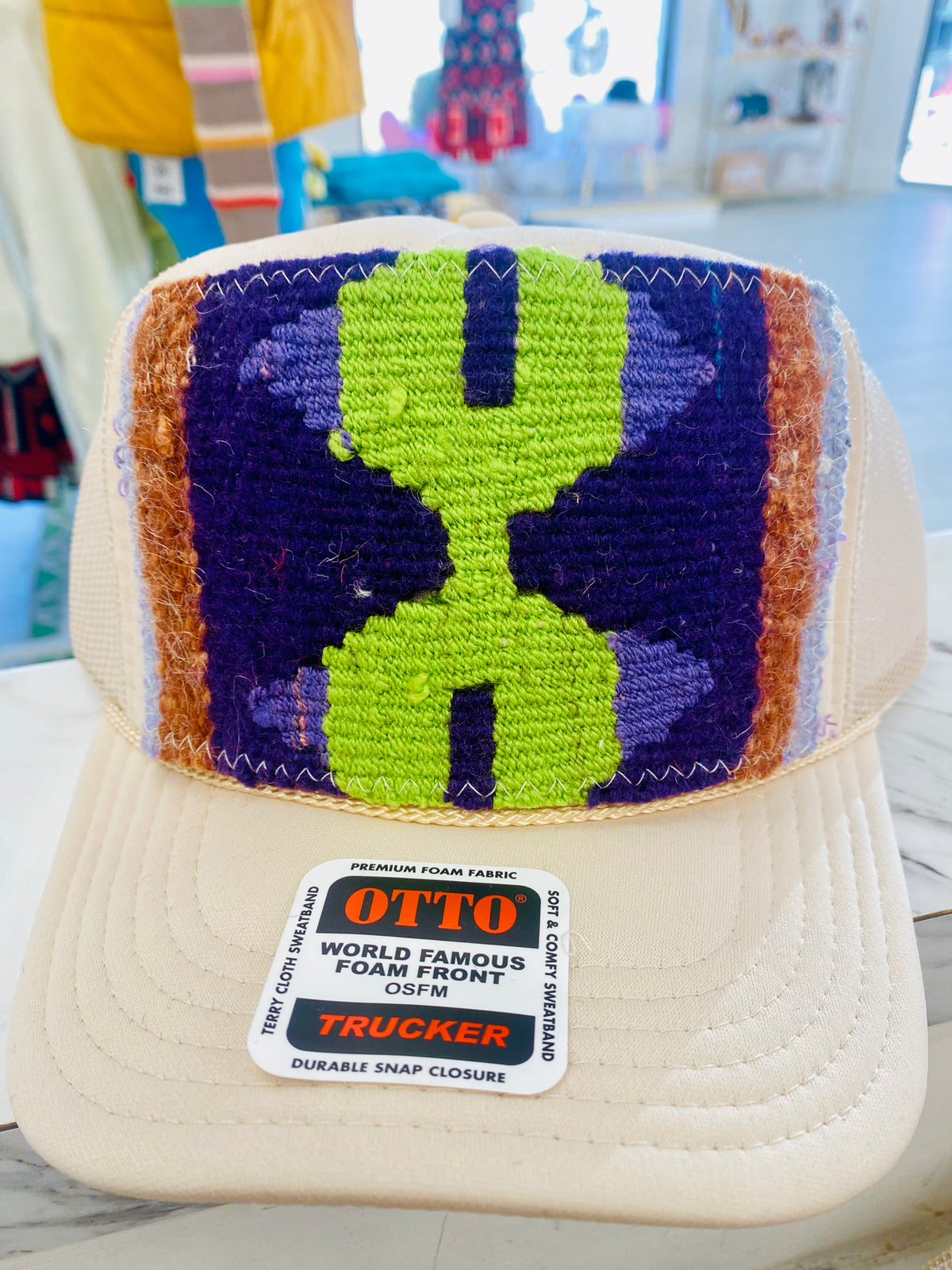 ORIJINAL Trucker Hat in Tan - Purple, Green, Tan Patch