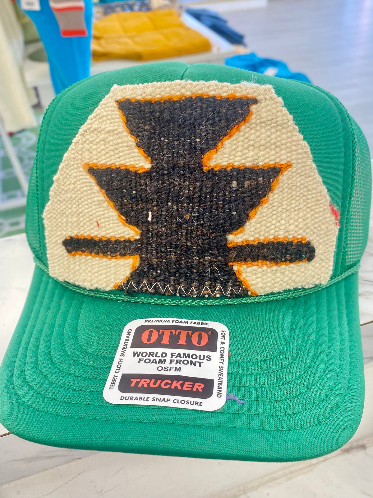 ORIJINAL Trucker Hat in Green - Cream, Brown, Orange Patch