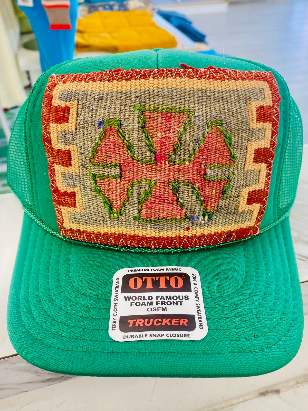 ORIJINAL Trucker Hat in Green - Tan, Pink, Green, Red Patch