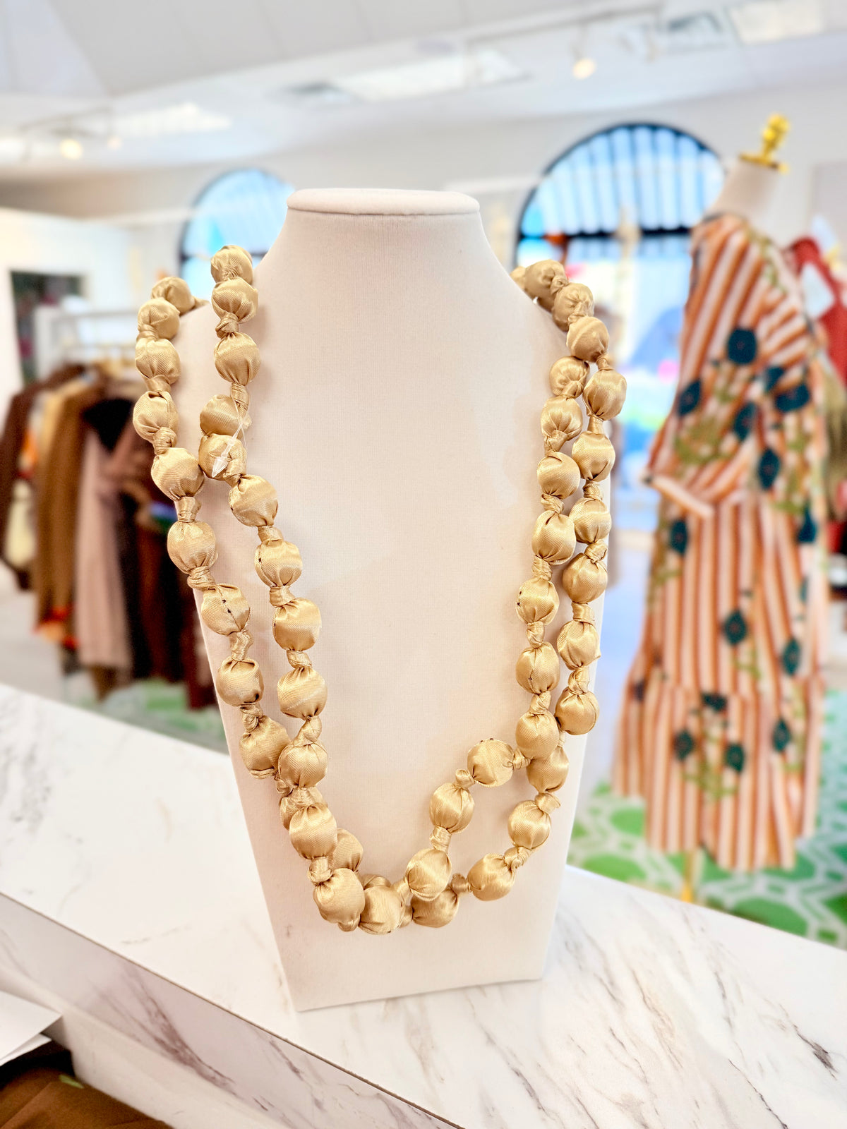 Gold Beaded Bubble Layer Necklace