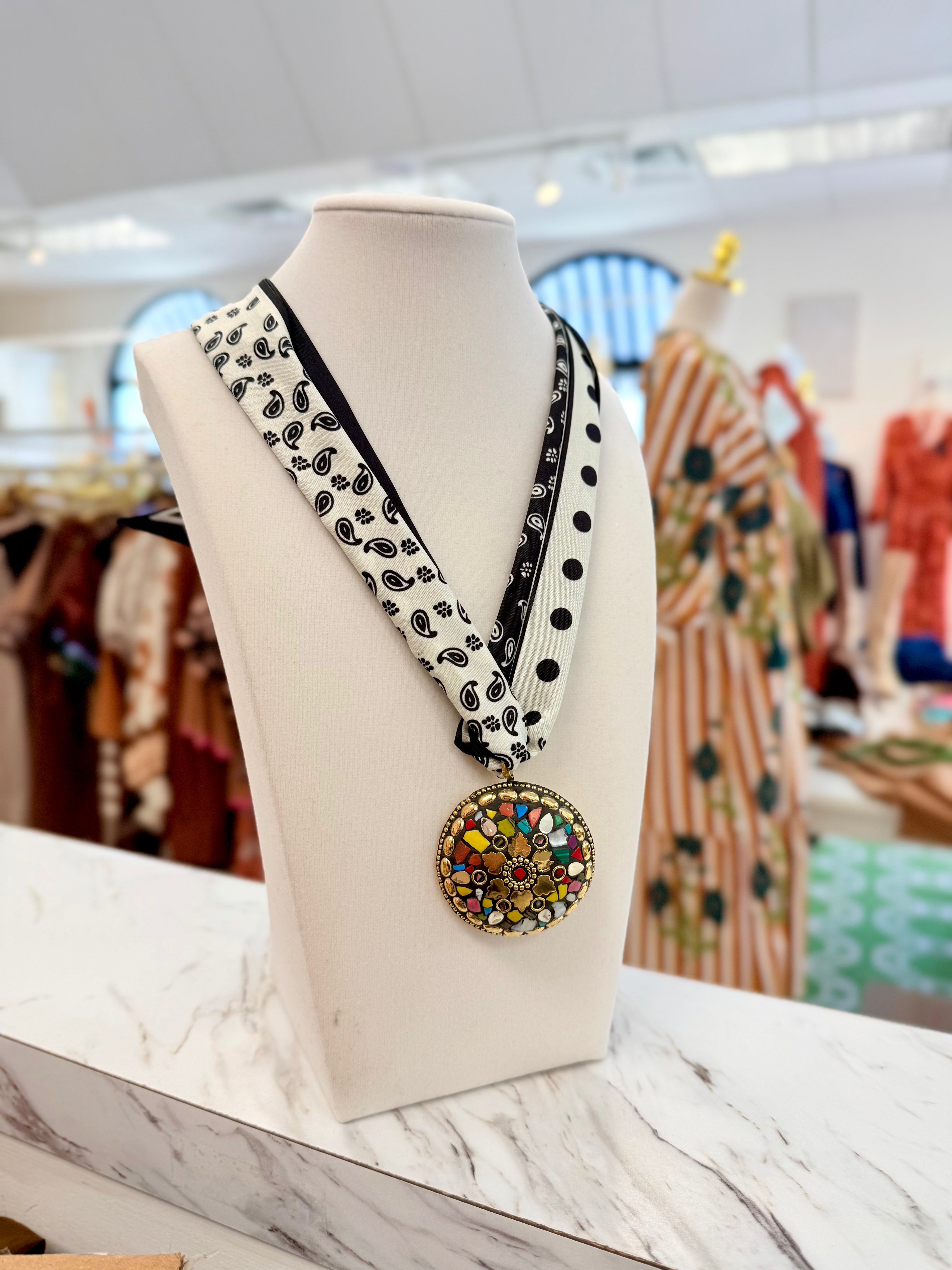 Paisley and Polka Dots Scarf Necklace