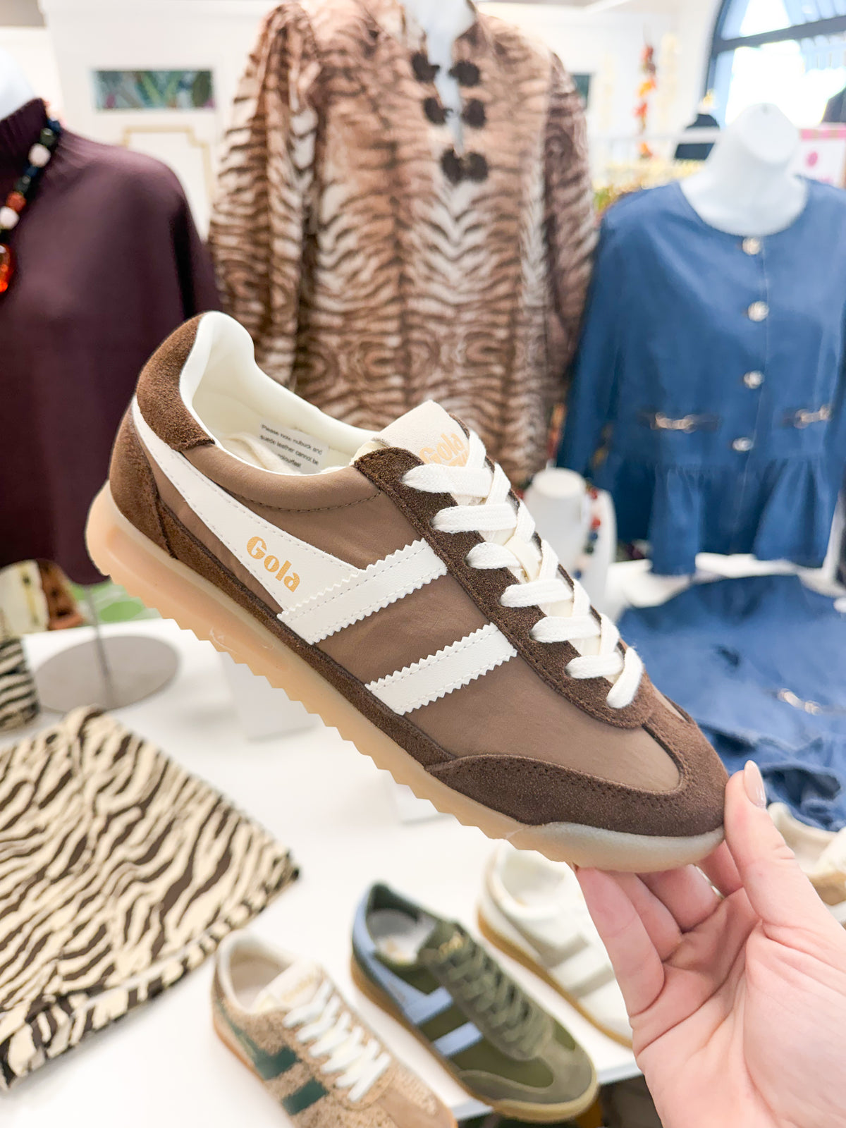 Gola Women's Firefly Trainer Otter/Dark Brown/Off
White
