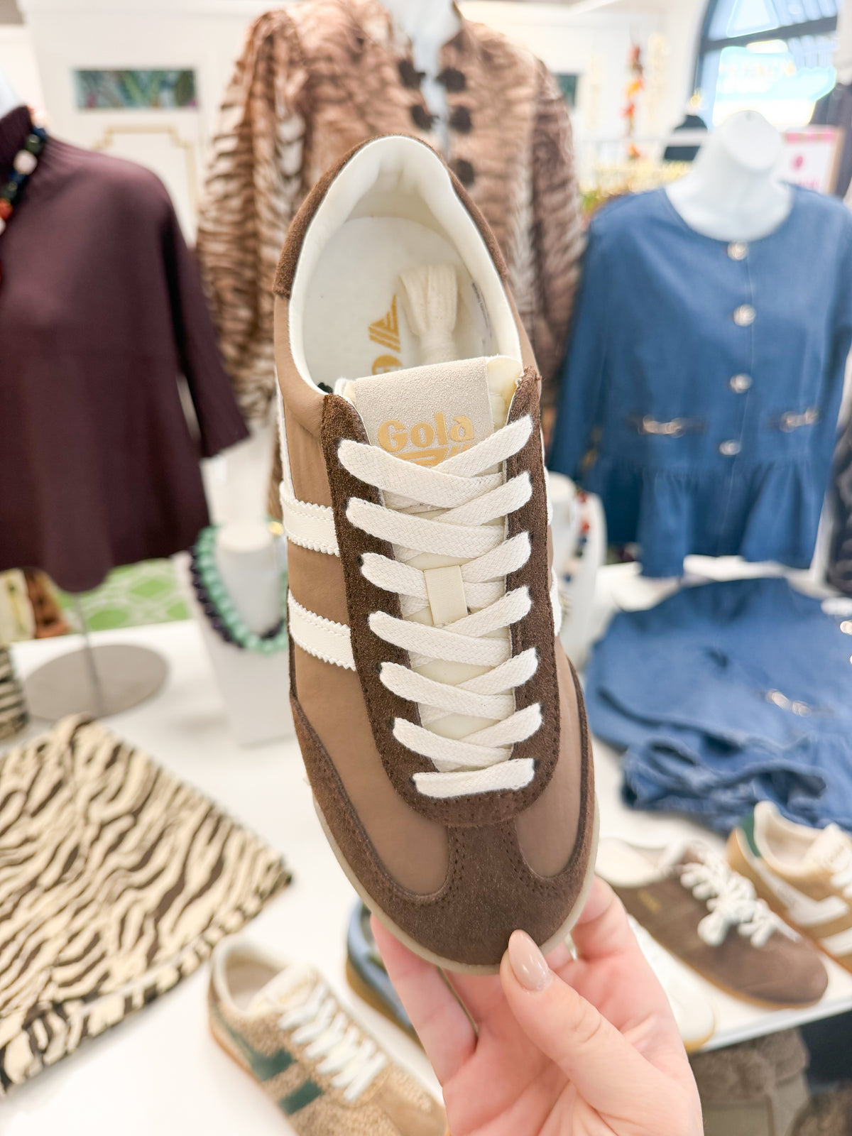 Gola Women's Firefly Trainer Otter/Dark Brown/Off
White