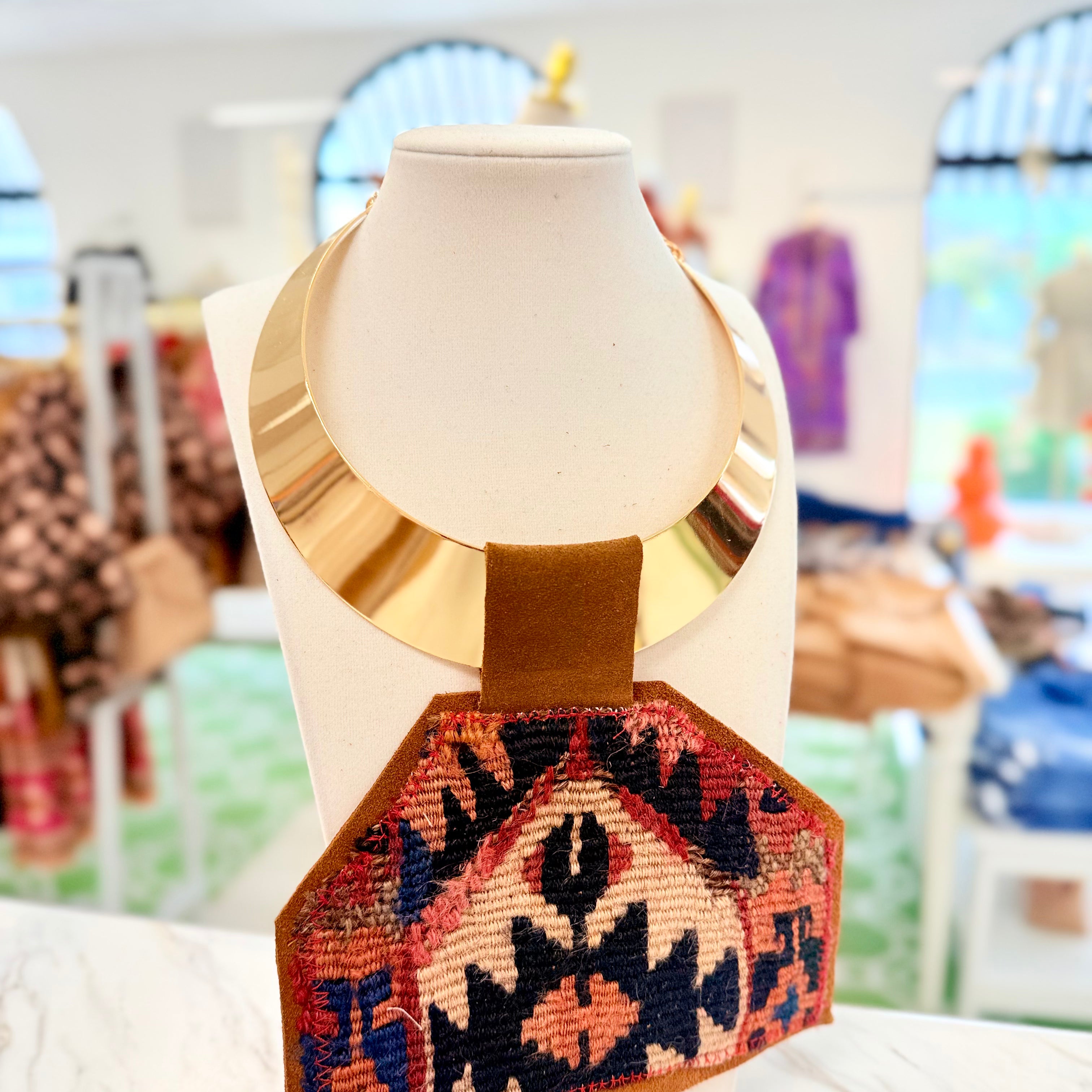 ORIJINAL Brass Pendant Necklace - Black/Red/Navy Patch