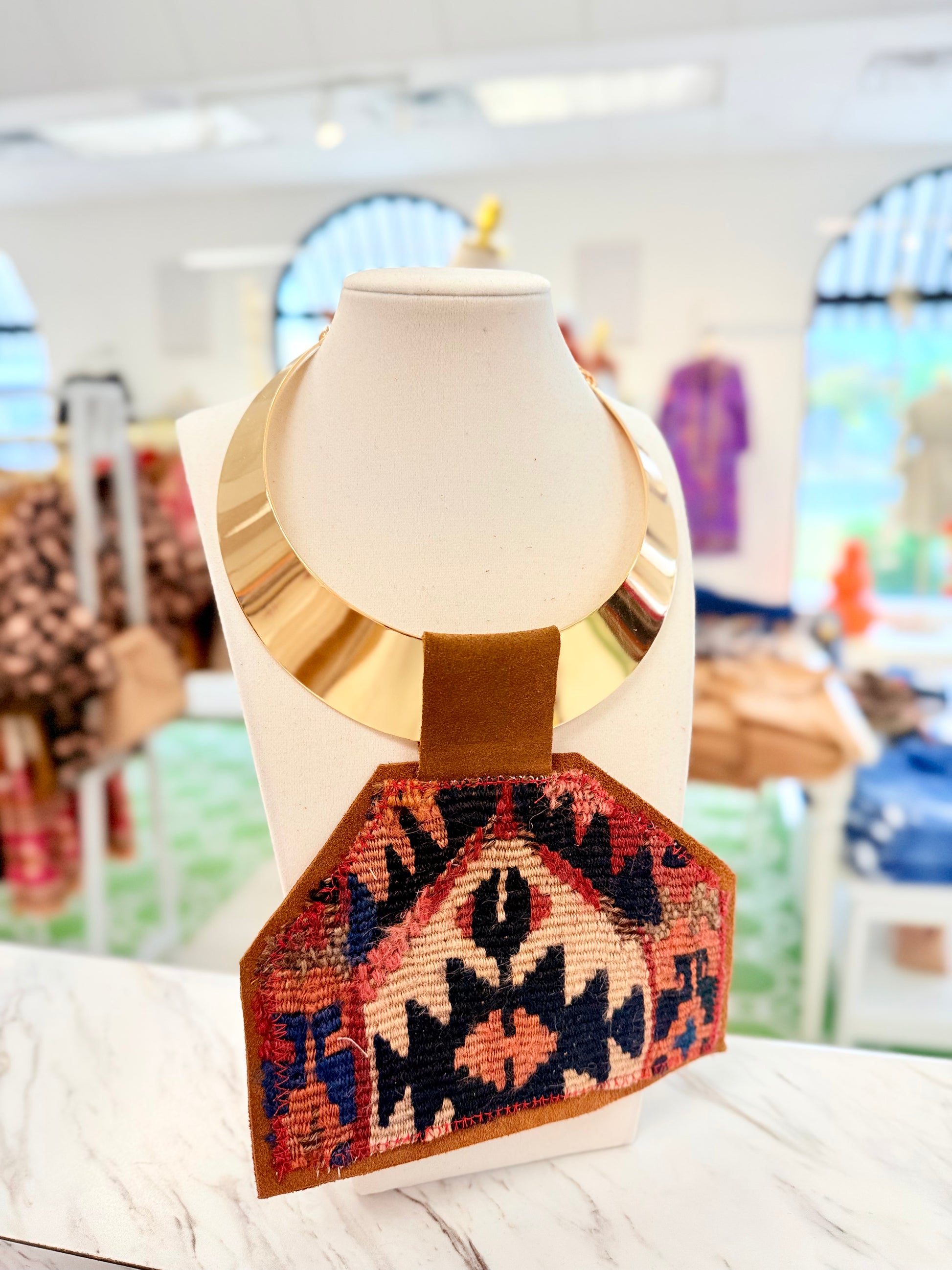 ORIJINAL Brass Pendant Necklace - Black/Red/Navy Patch