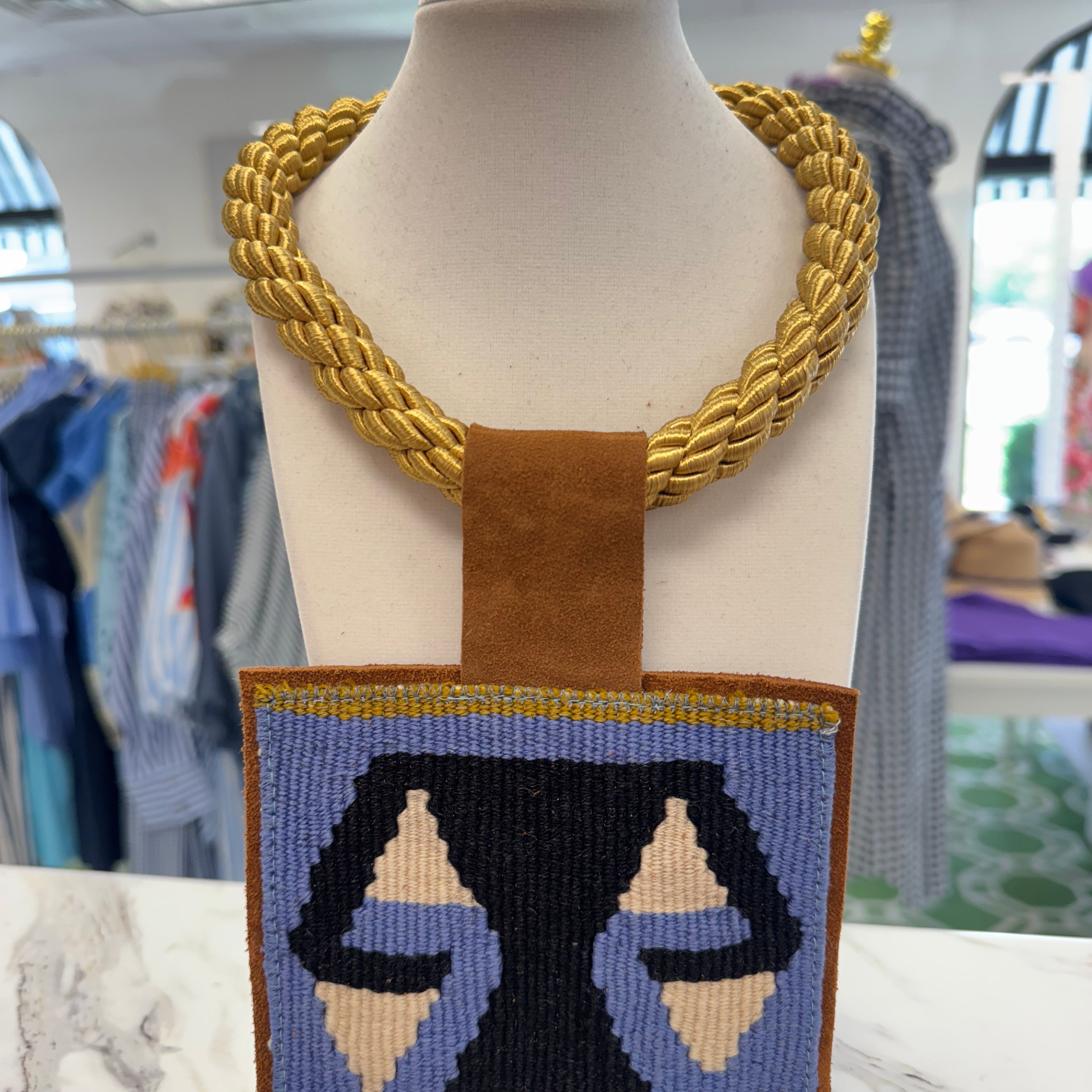 ORIJINAL Gold Rope Necklace - Periwinkle, Black, White Patch