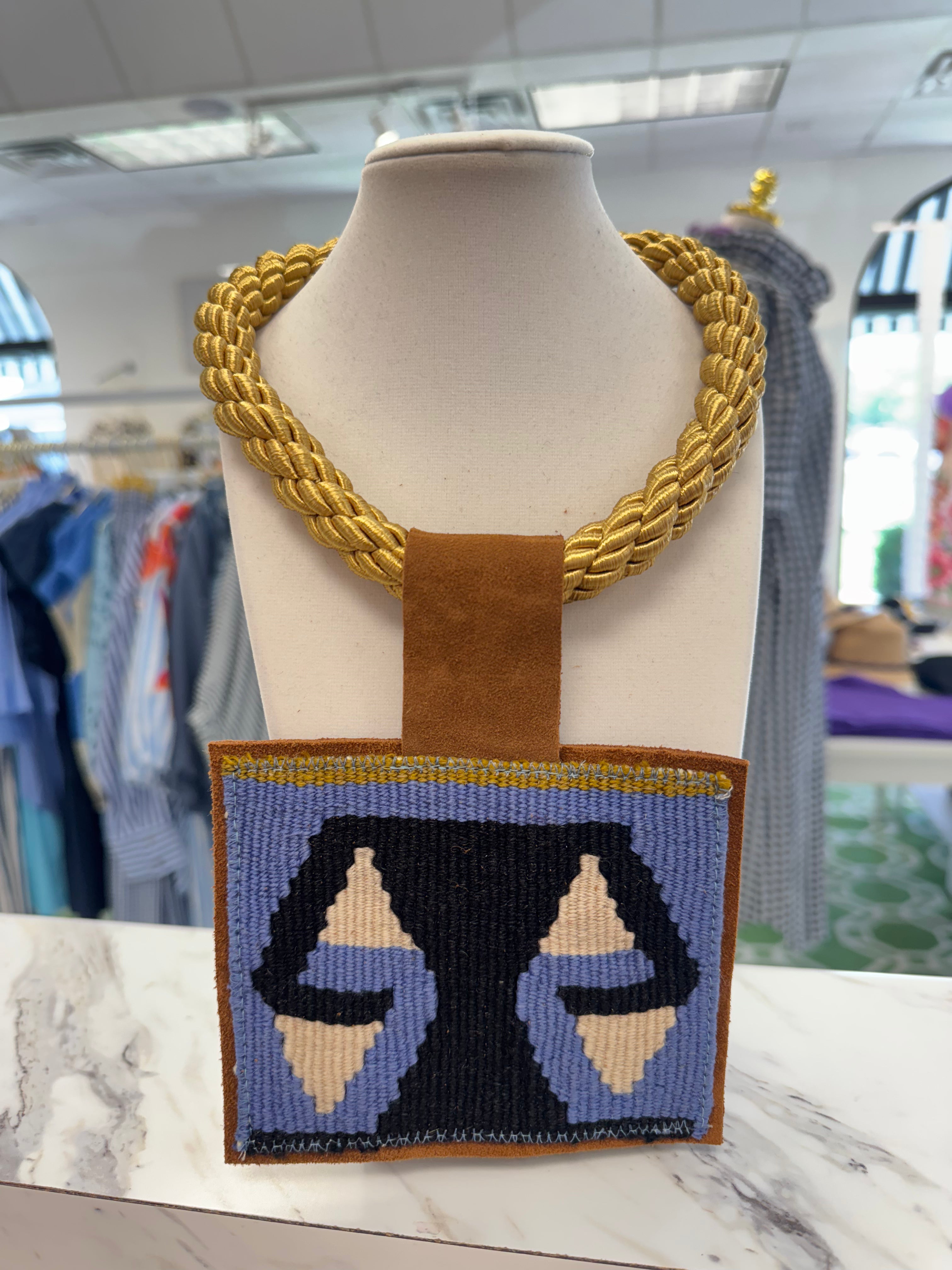 ORIJINAL Gold Rope Necklace - Periwinkle, Black, White Patch