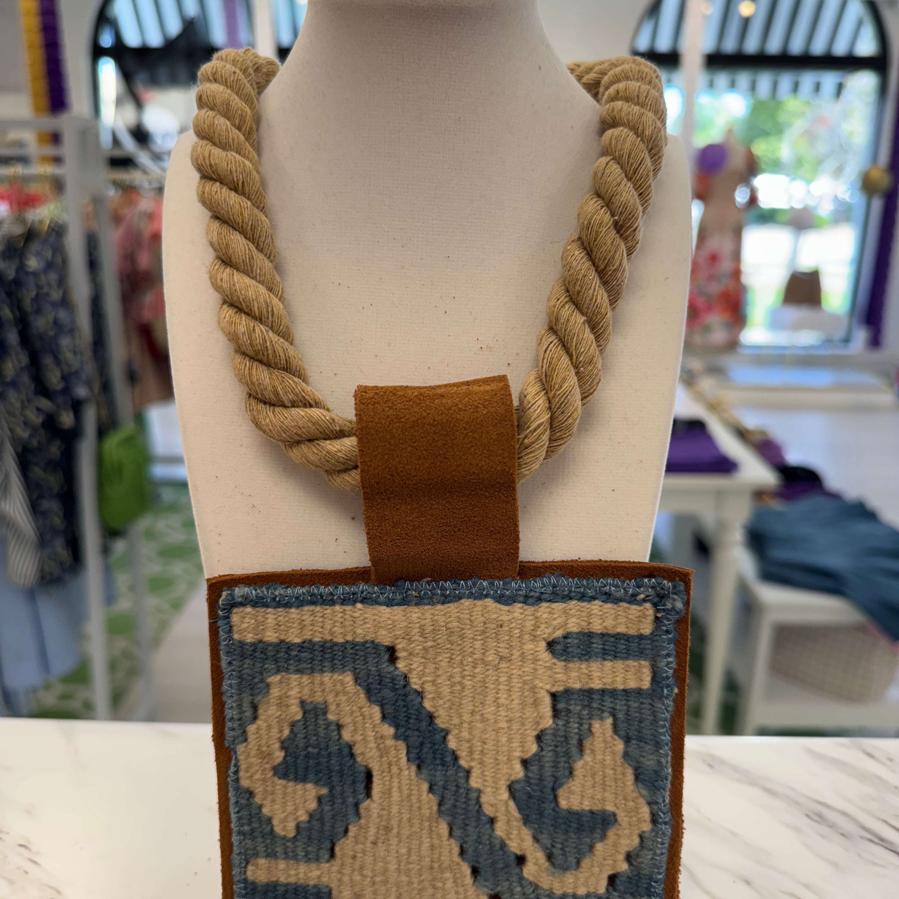ORIJINAL Rope Necklace - Blue, Cream Patch