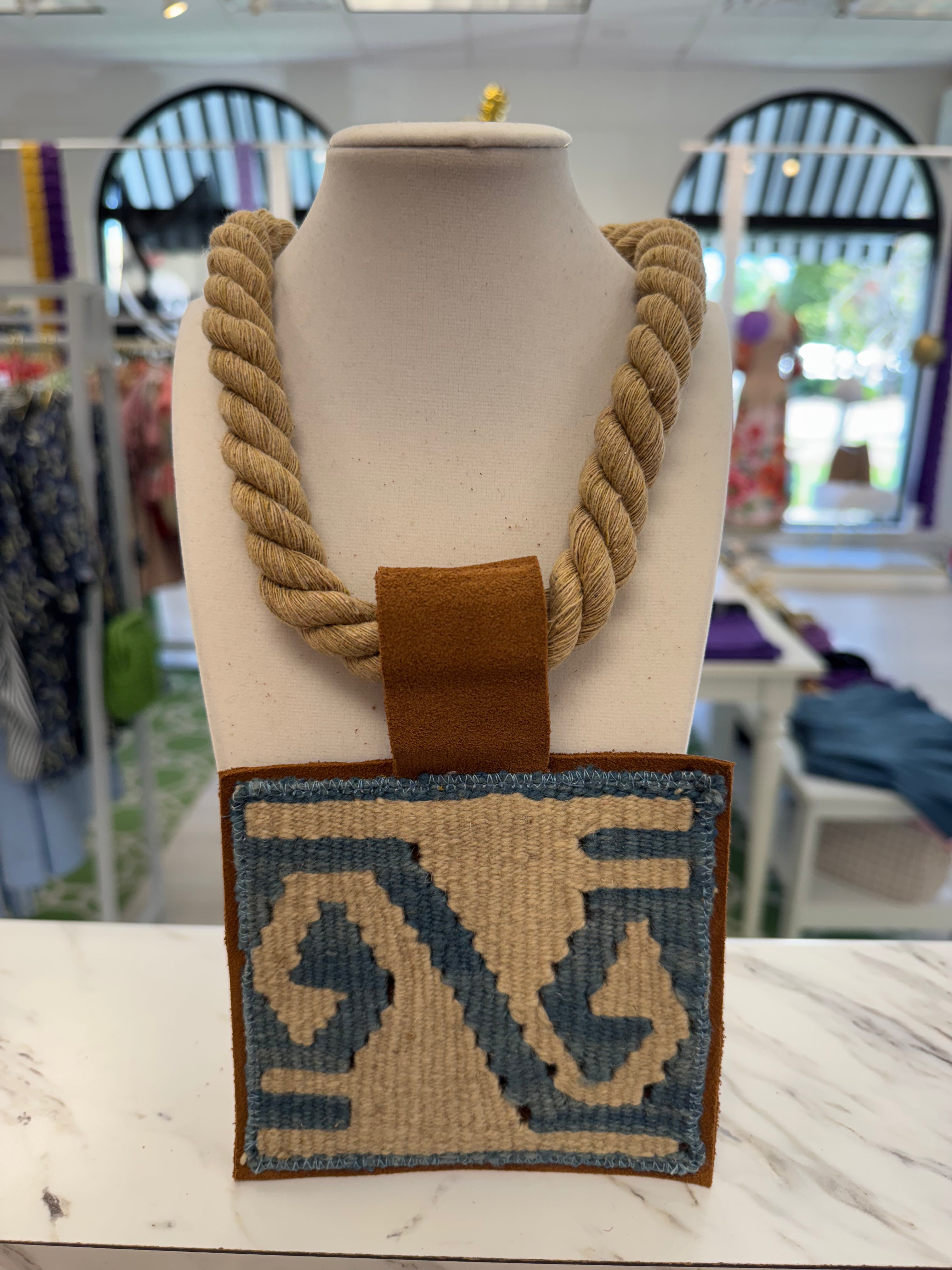 ORIJINAL Rope Necklace - Blue, Cream Patch