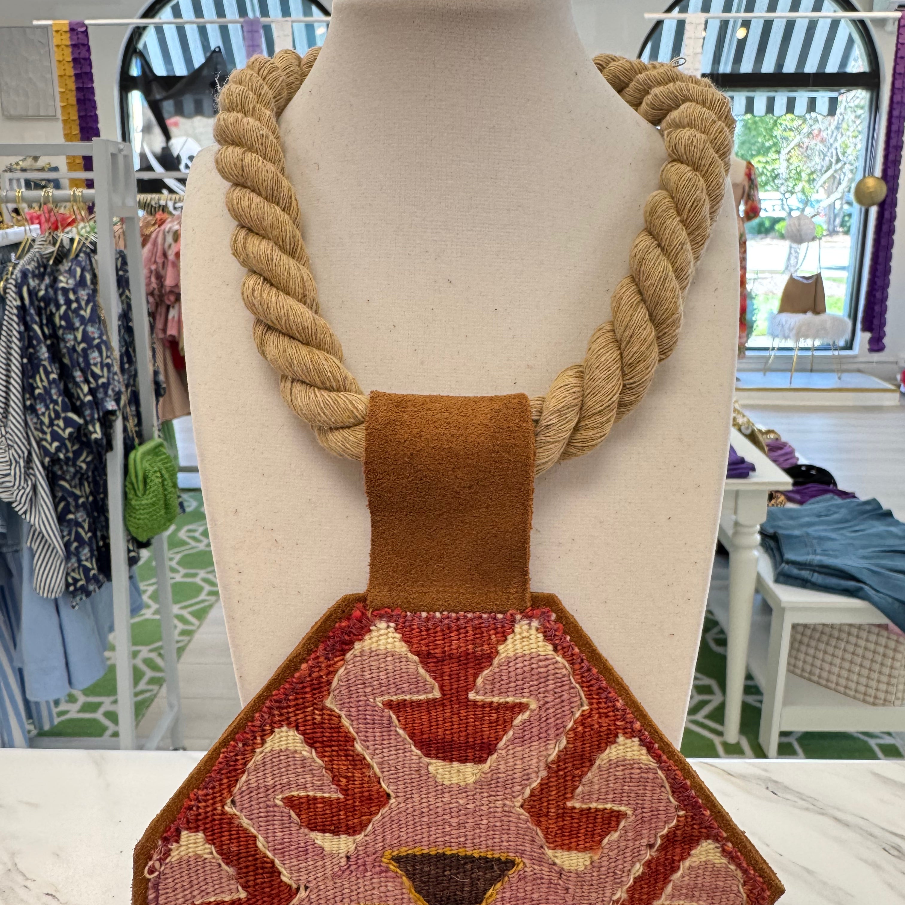 ORIJINAL Rope Necklace - Red, Pink, Triangle Patch