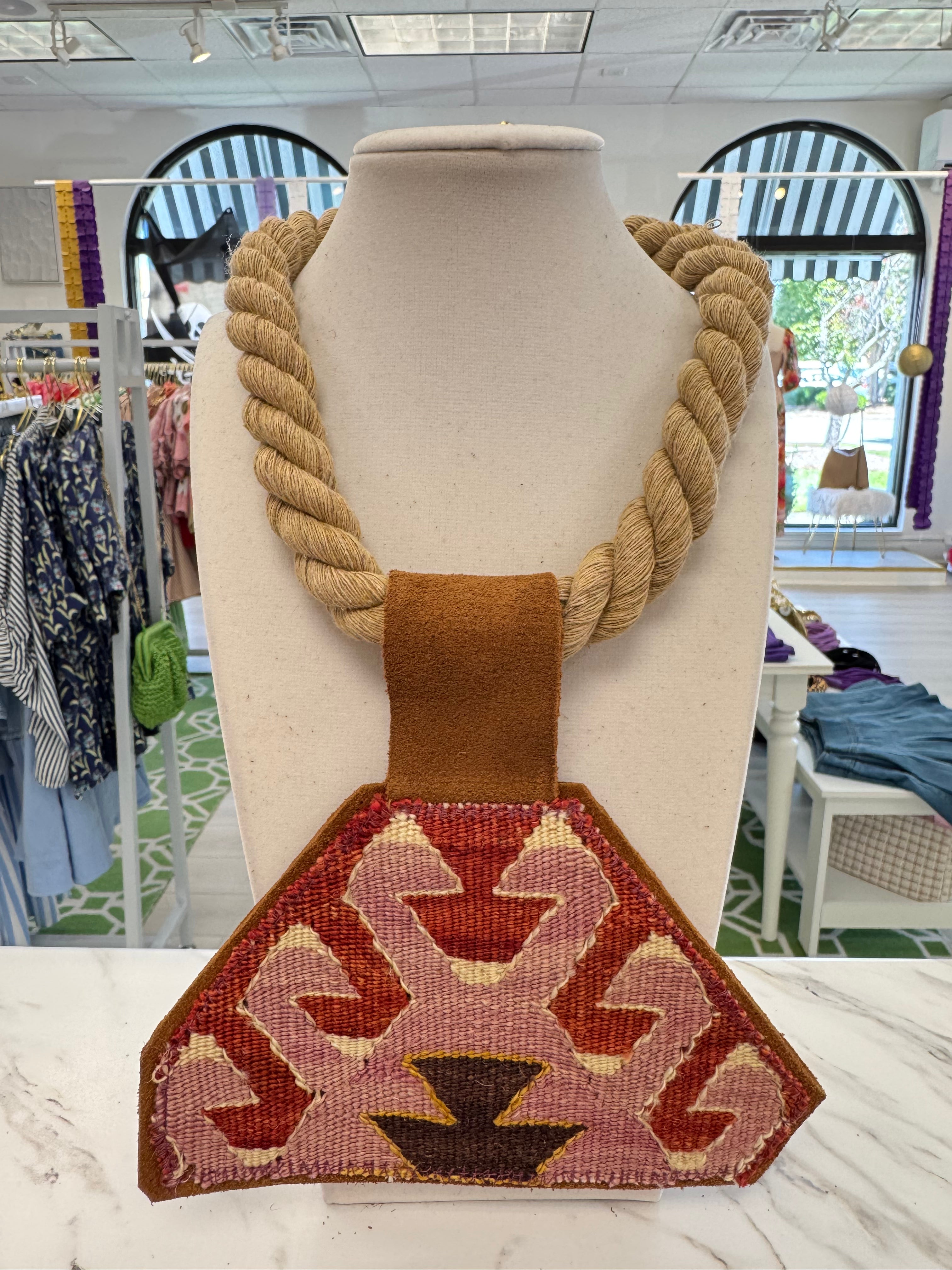ORIJINAL Rope Necklace - Red, Pink, Triangle Patch