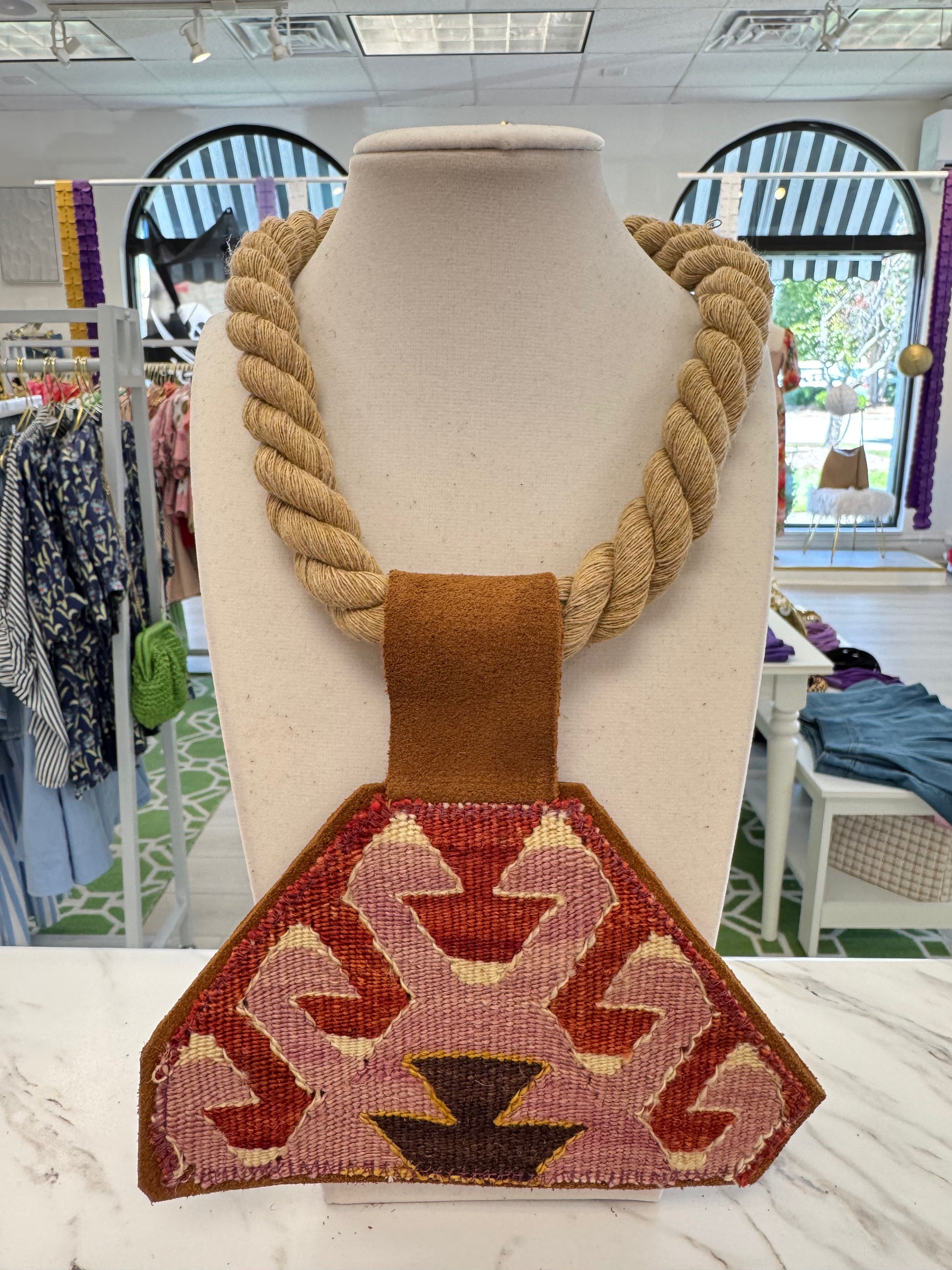ORIJINAL Rope Necklace - Red, Pink, Triangle Patch