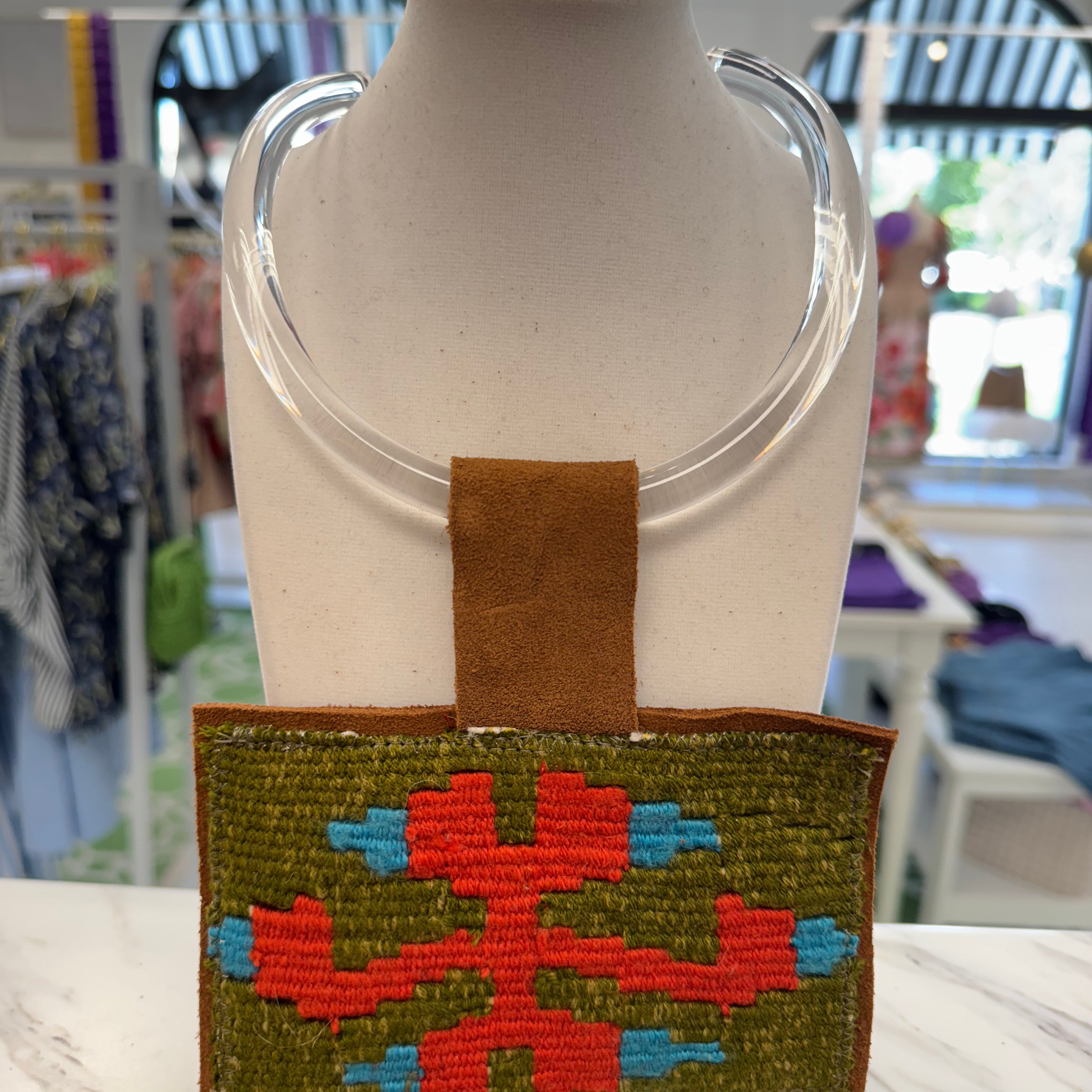 ORIJINAL Acrylic Necklace - Sage, Red, Blue Patch