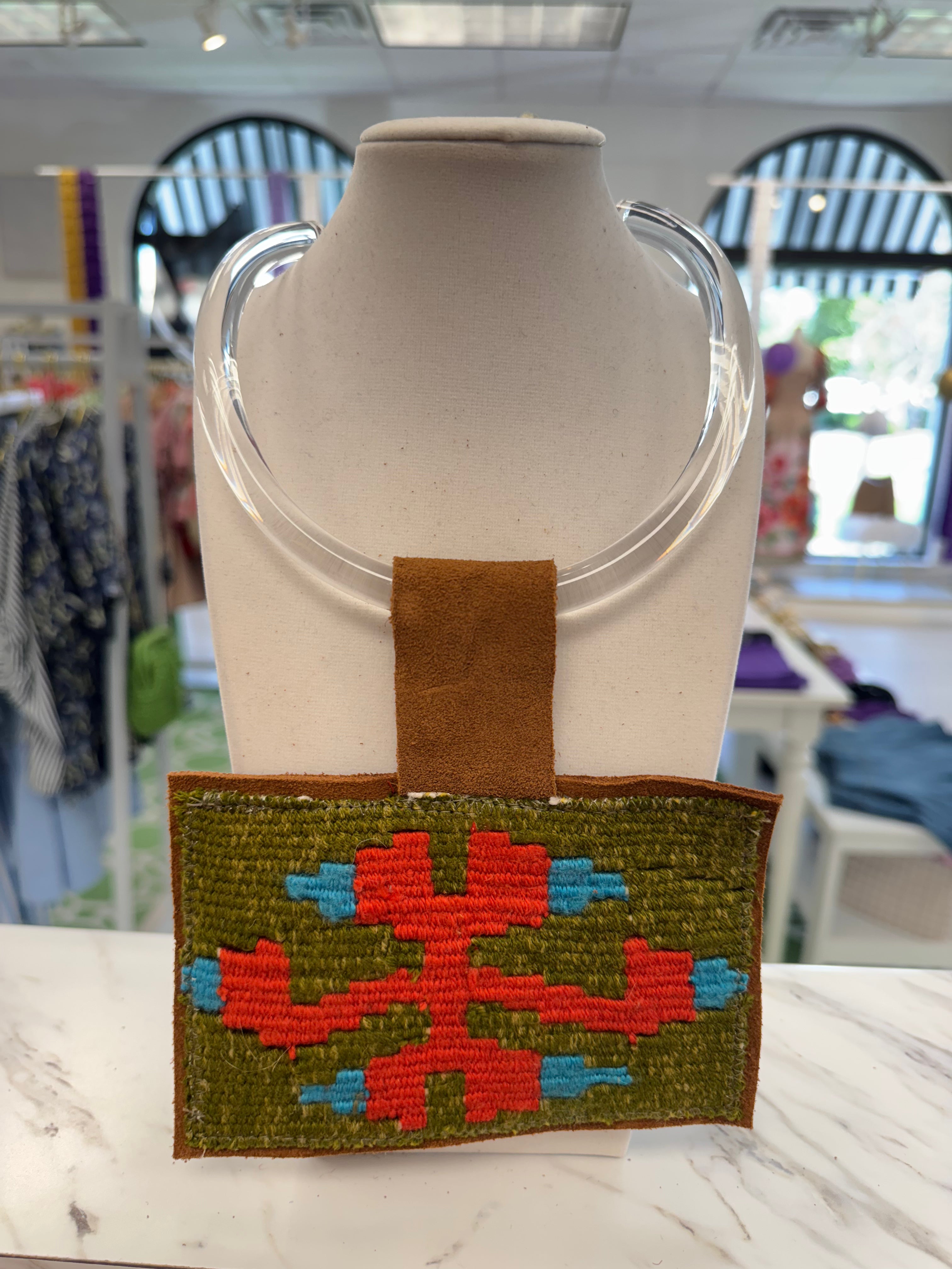 ORIJINAL Acrylic Necklace - Sage, Red, Blue Patch