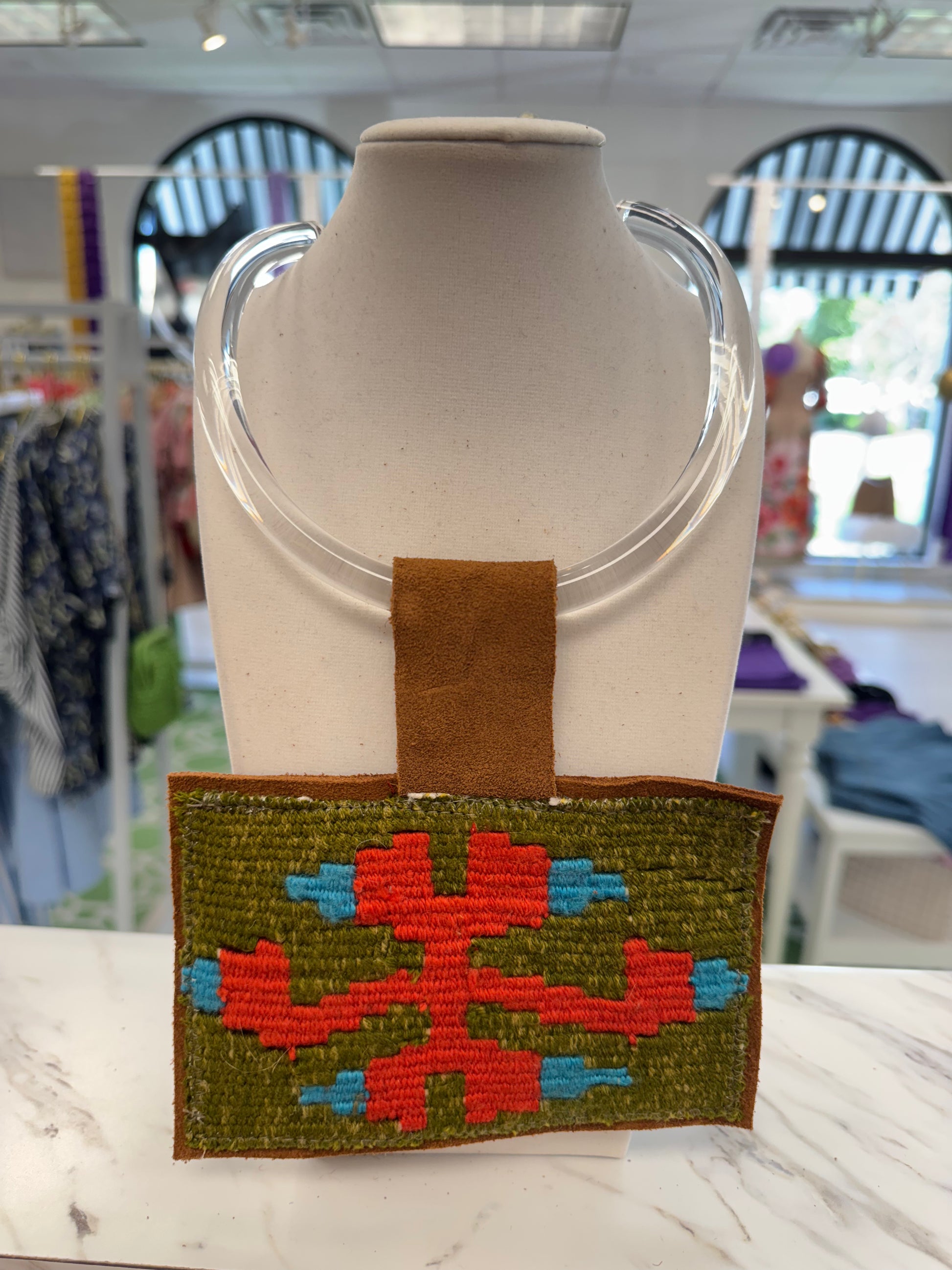 ORIJINAL Acrylic Necklace - Sage, Red, Blue Patch