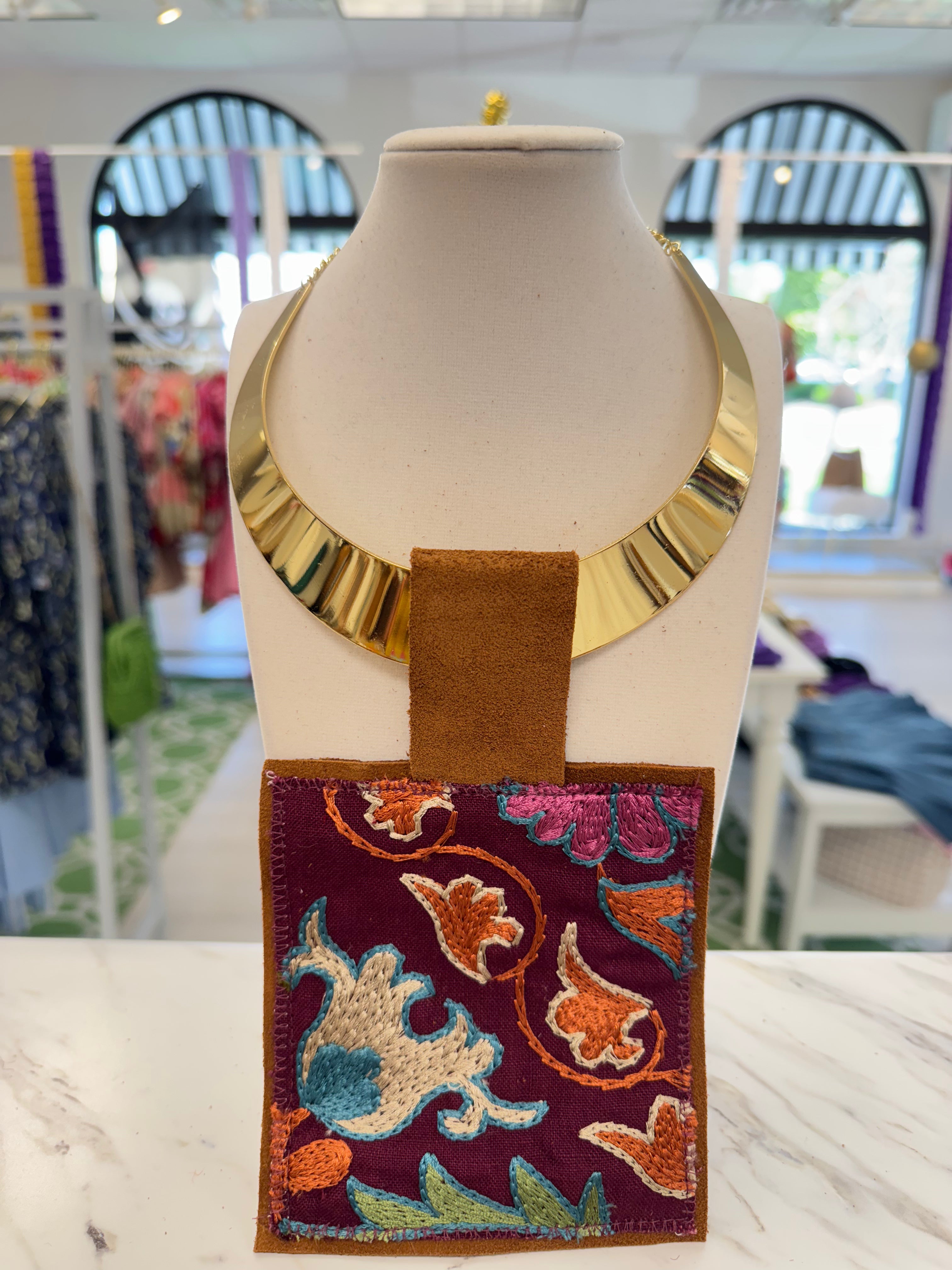 ORIJINAL Shiny Brass Pendant Necklace - Fall Flower Patch