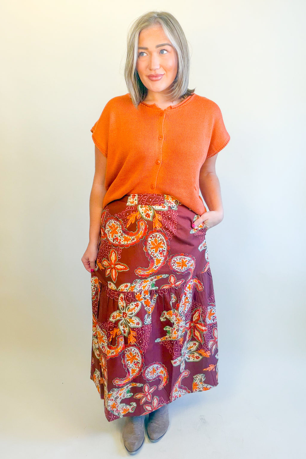 Ada Skirt in Wild Paisley | MAUDE