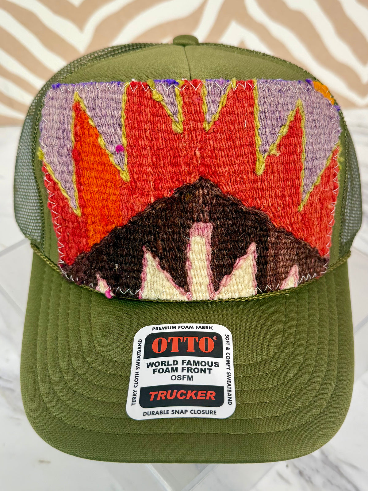 ORIJINAL Trucker Hat in Olive - Lilac, Red, Brown, White Patch