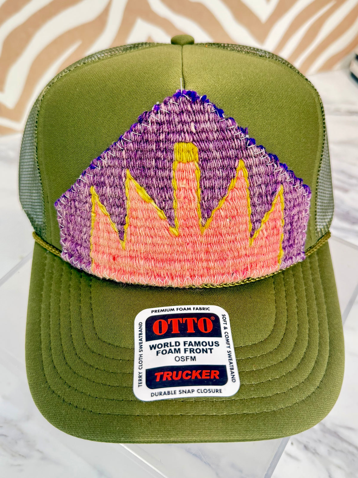 ORIJINAL Trucker Hat in Olive - Pink and Purple Patch