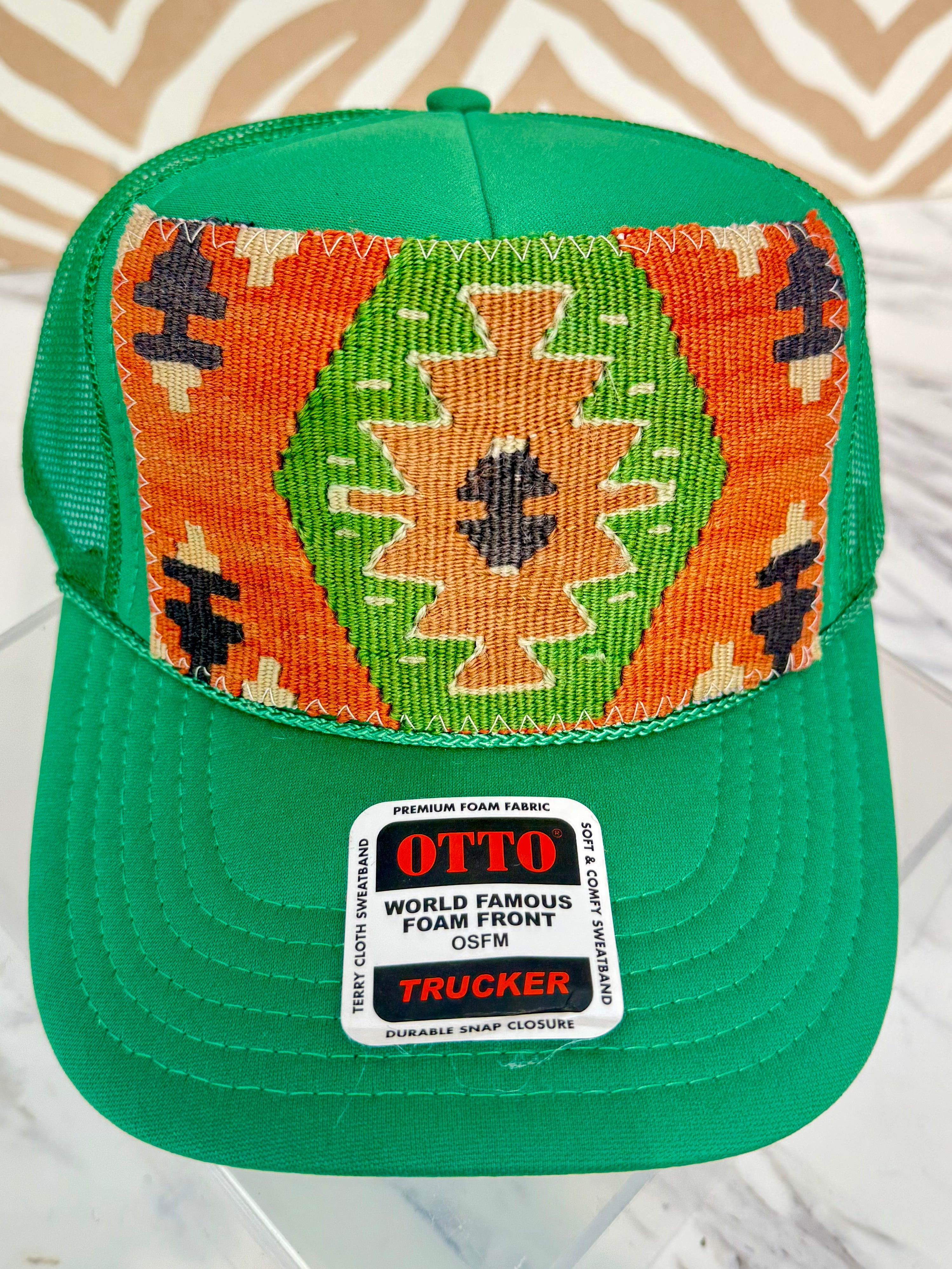 ORIJINAL Trucker Hat in Kelly Green - Rust, Green, Pale Salmon, Brown Patch