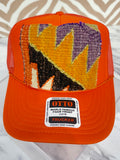 ORIJINAL Trucker Hat in Orange - Rust, Cream, Brown, Gold, Purple Patch