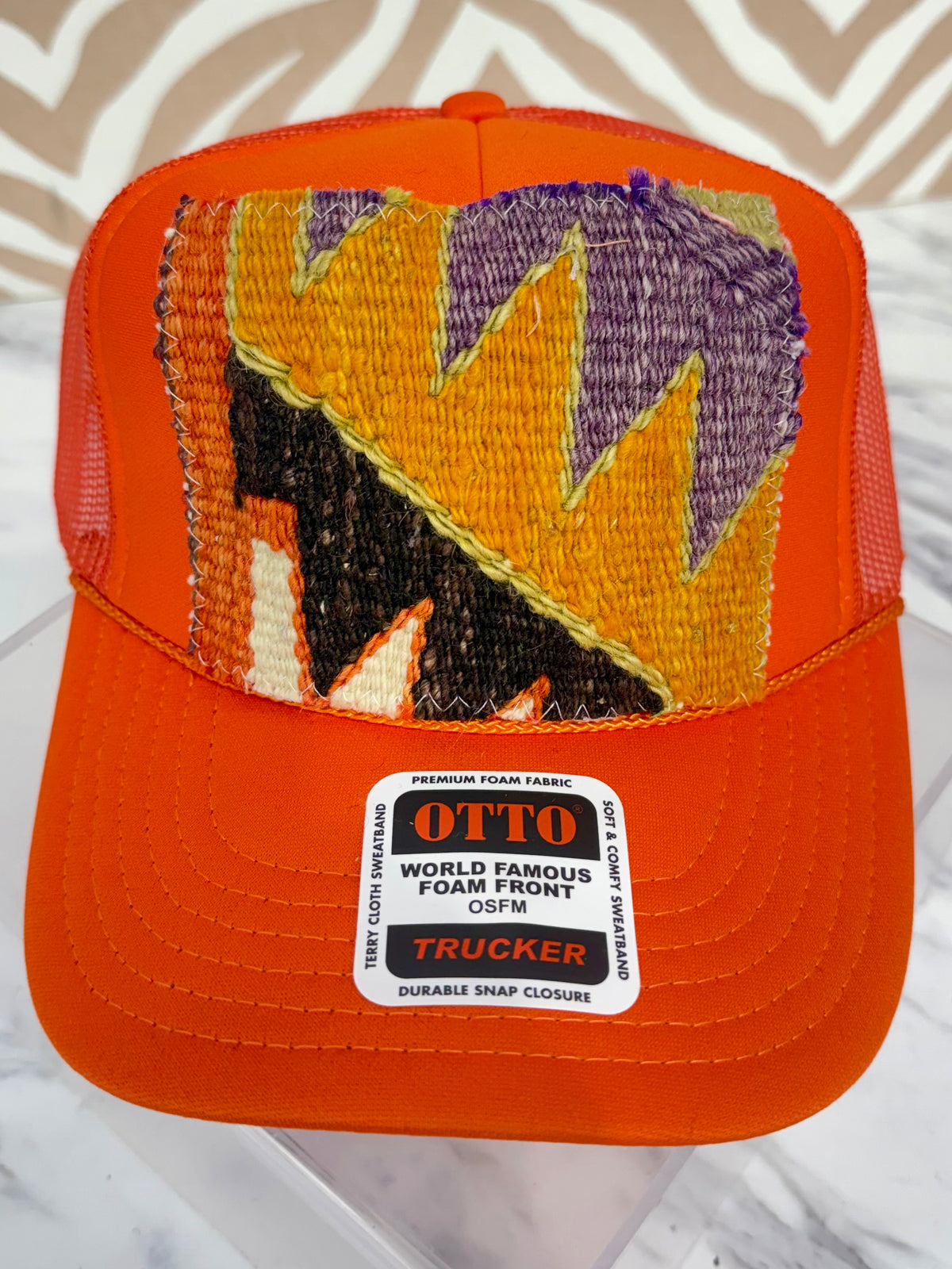 ORIJINAL Trucker Hat in Orange - Rust, Cream, Brown, Gold, Purple Patch
