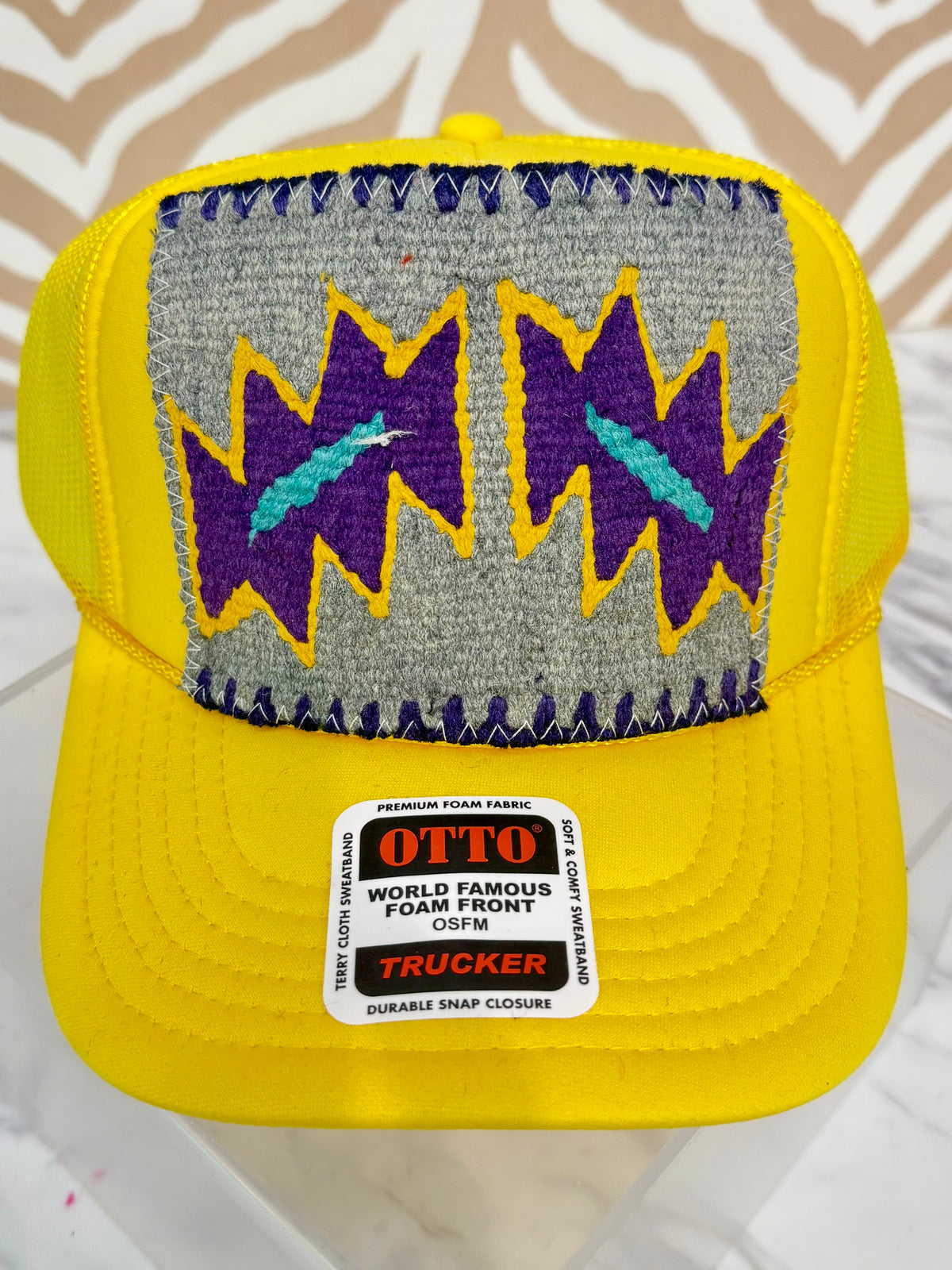 ORIJINAL Trucker Hat in Yellow - Grey, Gold, Purple, Teal Patch