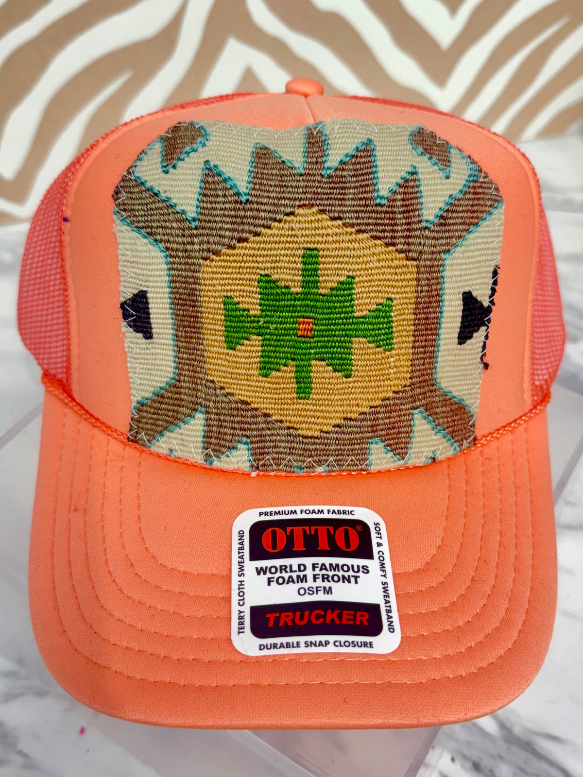 ORIJINAL Trucker Hat in Peach - Cream, Mocha, Camel, Green Patch