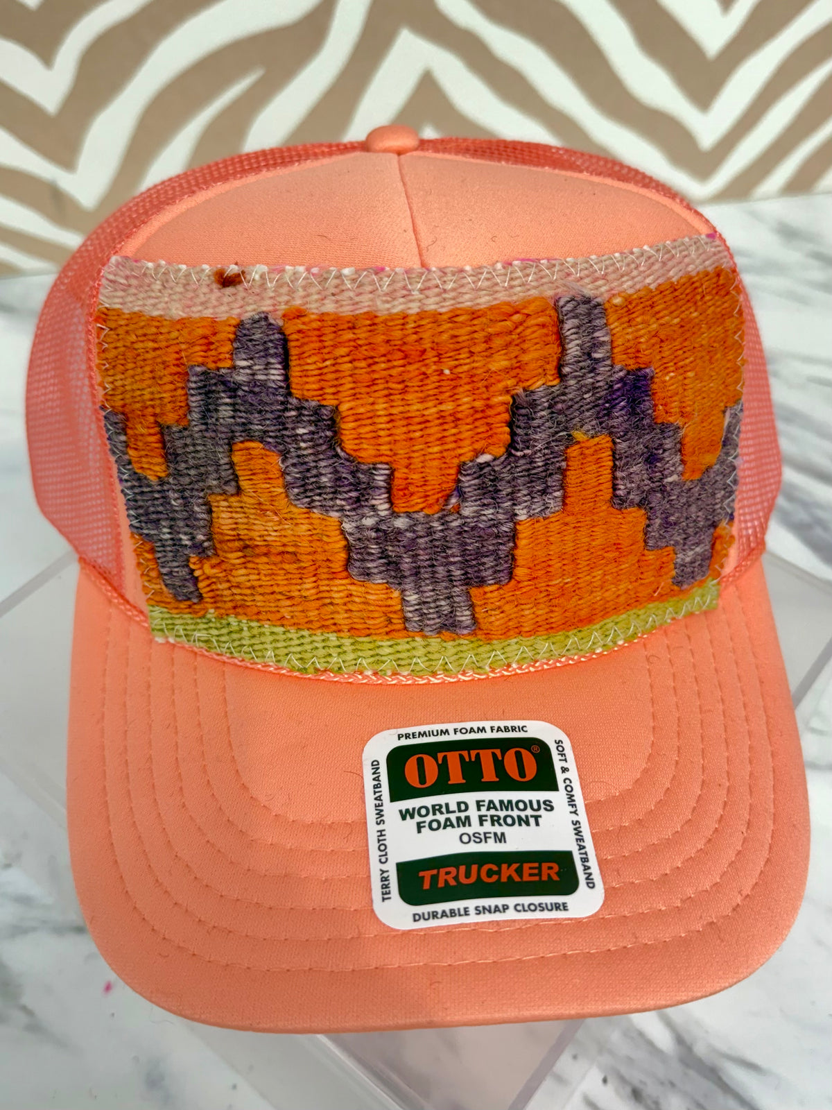 ORIJINAL Trucker Hat in Peach - Orange, Purple, Sage, Pink Patch
