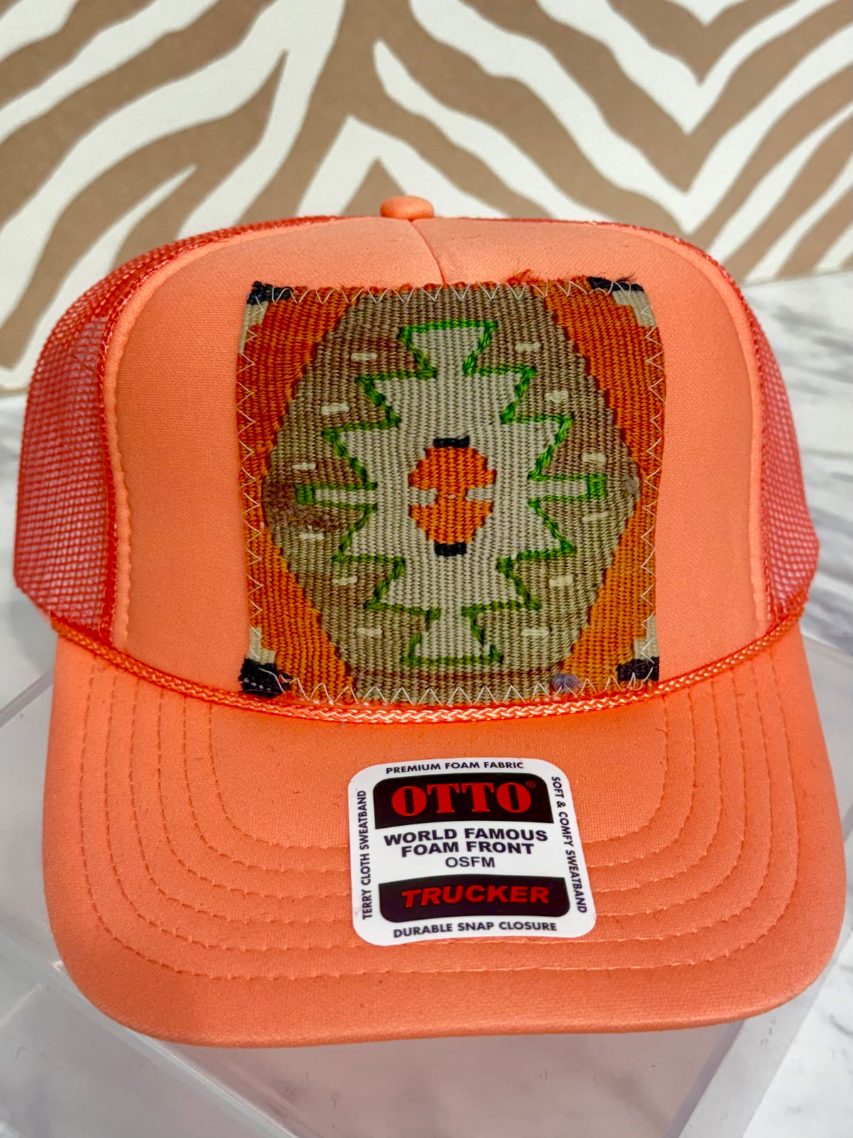 ORIJINAL Trucker Hat in Peach - Rust, Ash Brown, Green, Grey Patch