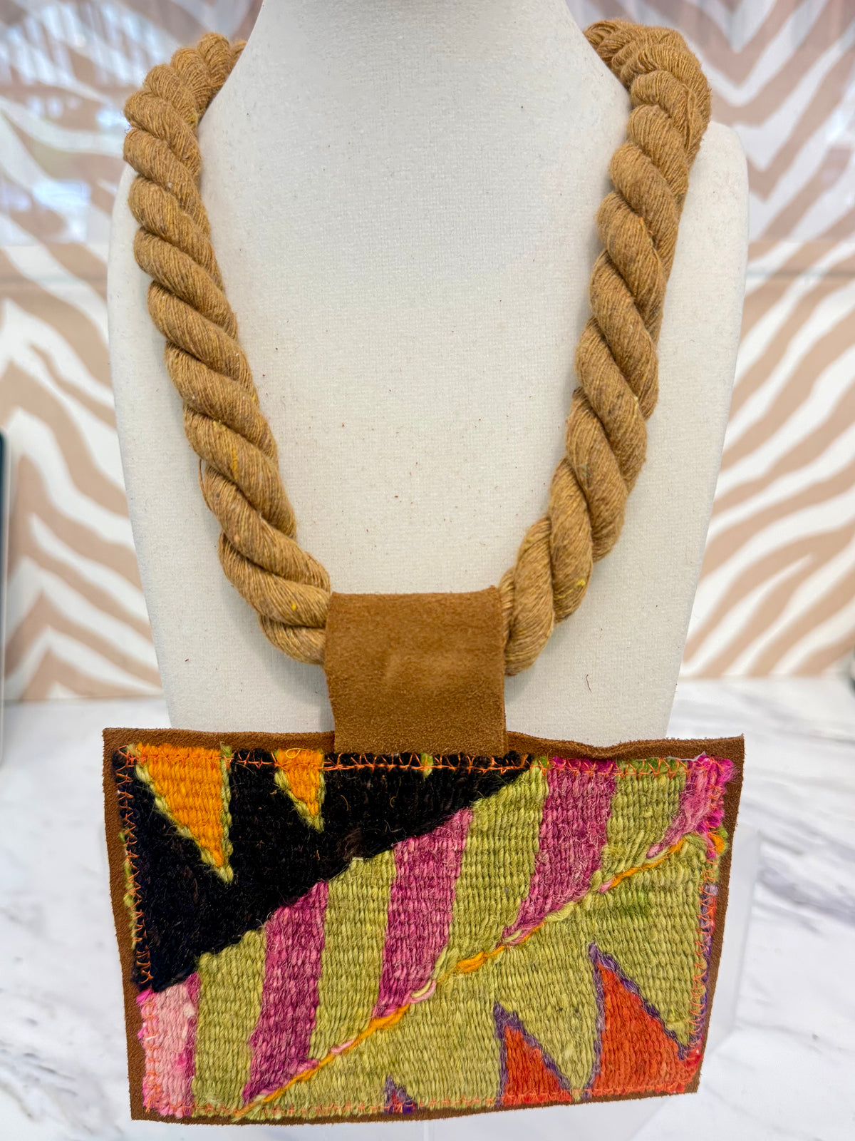 ORIJINAL Dark Rope Pendant Necklace - Black, Olive, Purple, Orange Patch