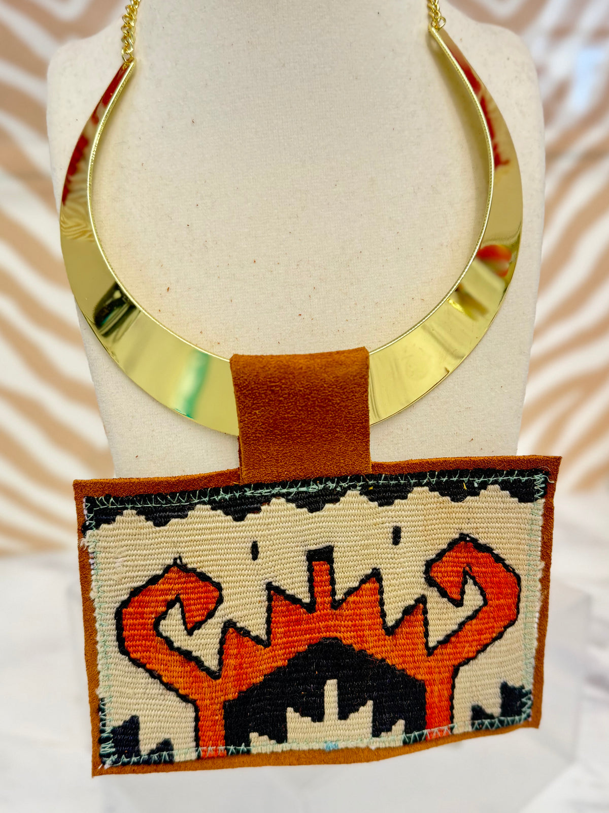 ORJINAL Shiny Pendant - Cream, Black, Orange Patch