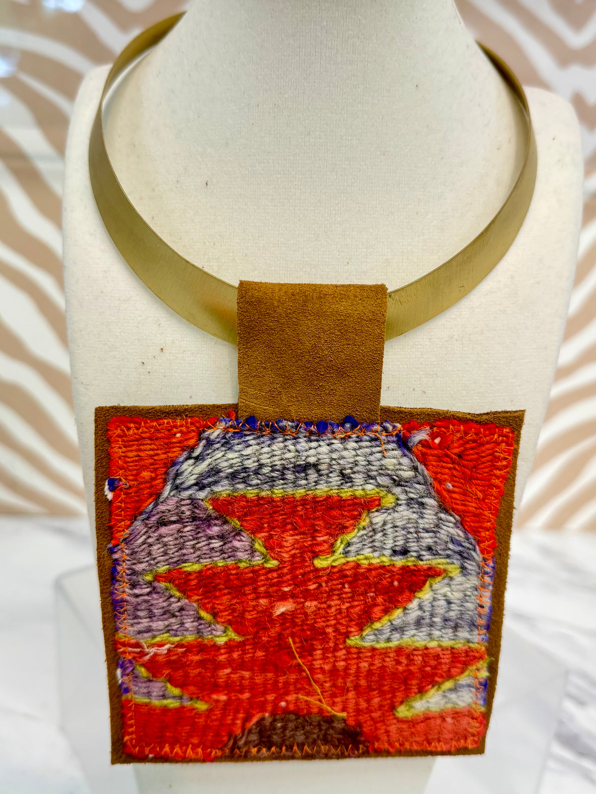 ORJINAL Brass Pendant - Red, Purple, Green Patch