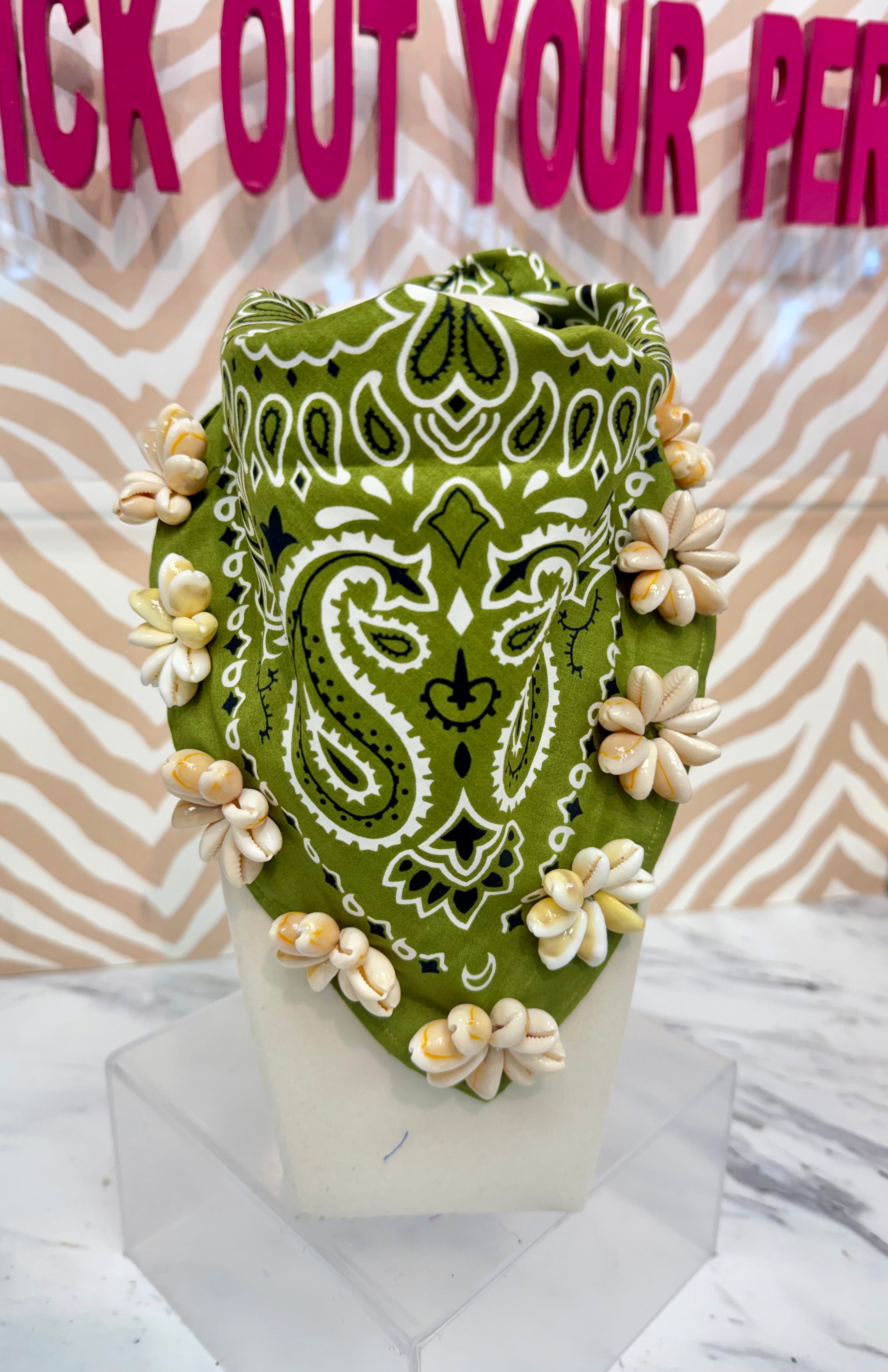 ORIJINAL Rosette Cowrie Bandana - Olive