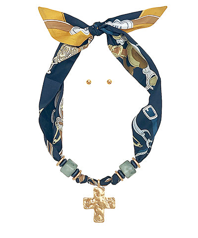 Blue Ember Scarf Necklace