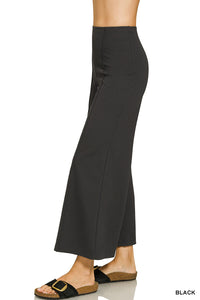 Ponte Elastic Waistband Pintuck Pants in Black