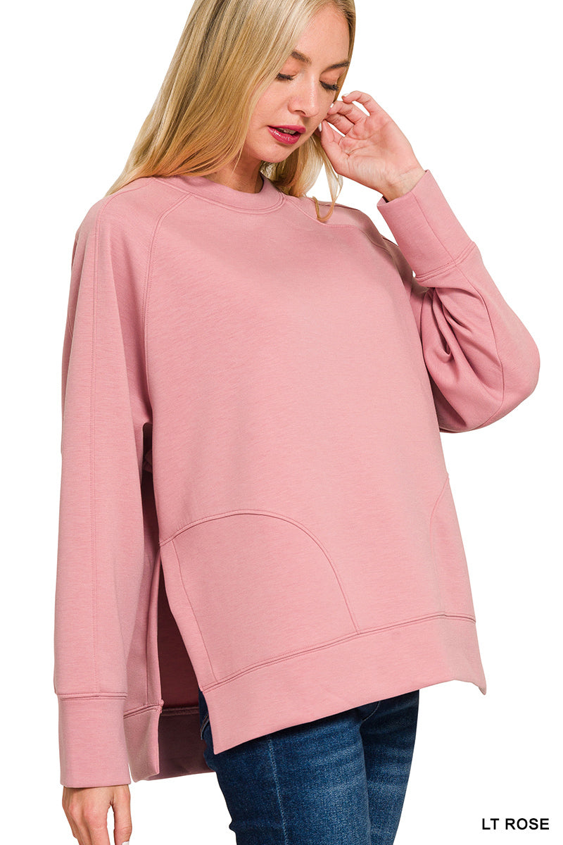 Scuba Round Neck Pullover in Light Rose