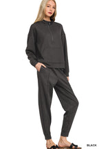 Scuba Half Zip & Jogger Set in Black
