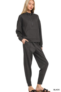 Scuba Half Zip & Jogger Set in Black