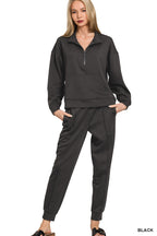 Scuba Half Zip & Jogger Set in Black