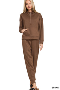 Scuba Half Zip & Jogger Set in Brown