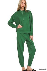 Scuba Half Zip & Jogger Set in Dark Green