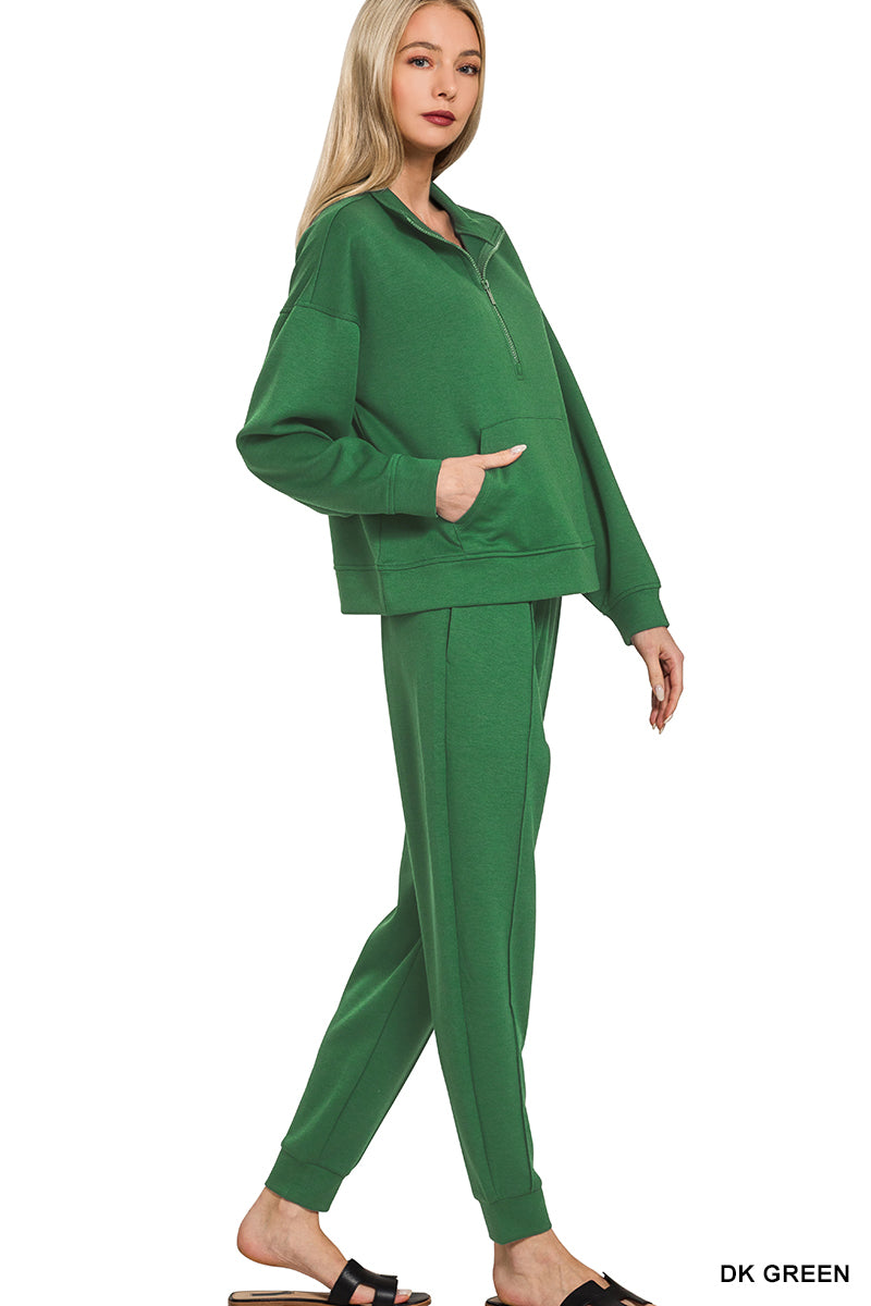 Scuba Half Zip & Jogger Set in Dark Green