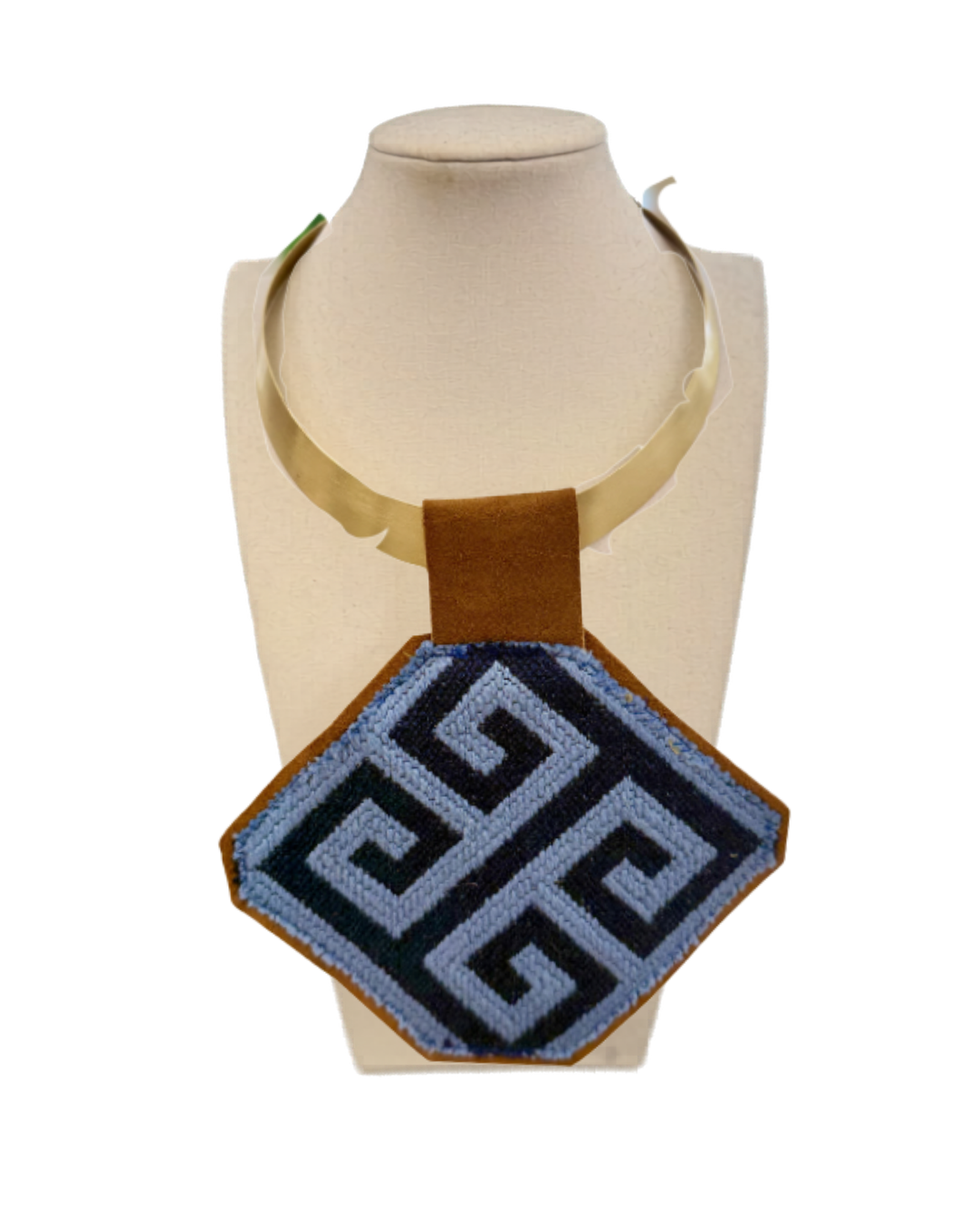 ORJINAL Brass Pendant - Light Blue, Navy Patch