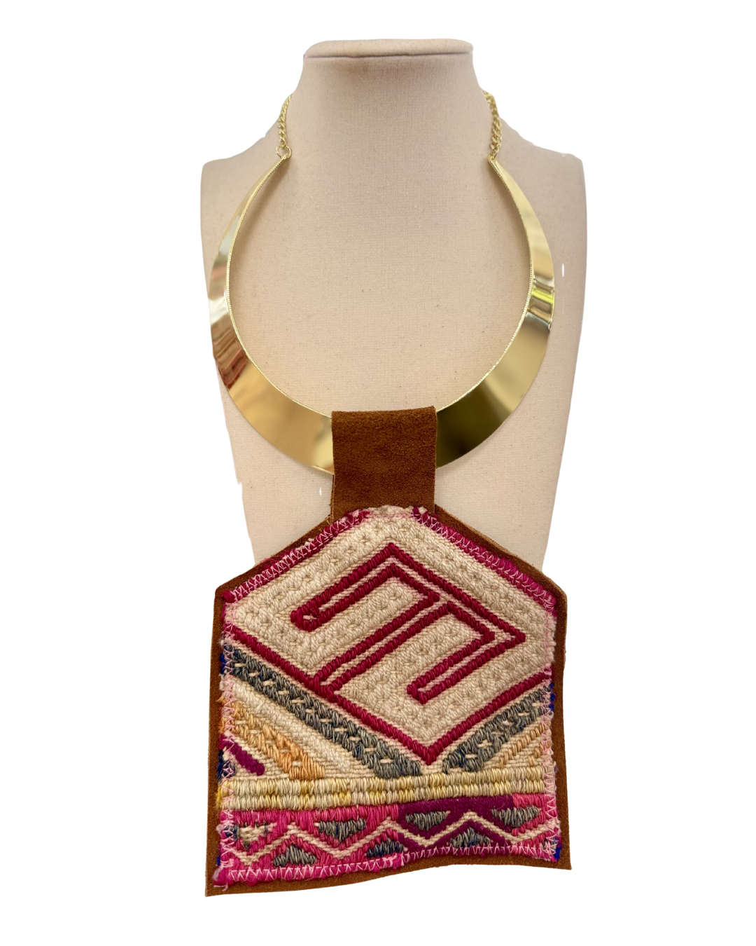 ORJINAL Shiny Pendant - Pink, Tan Patch