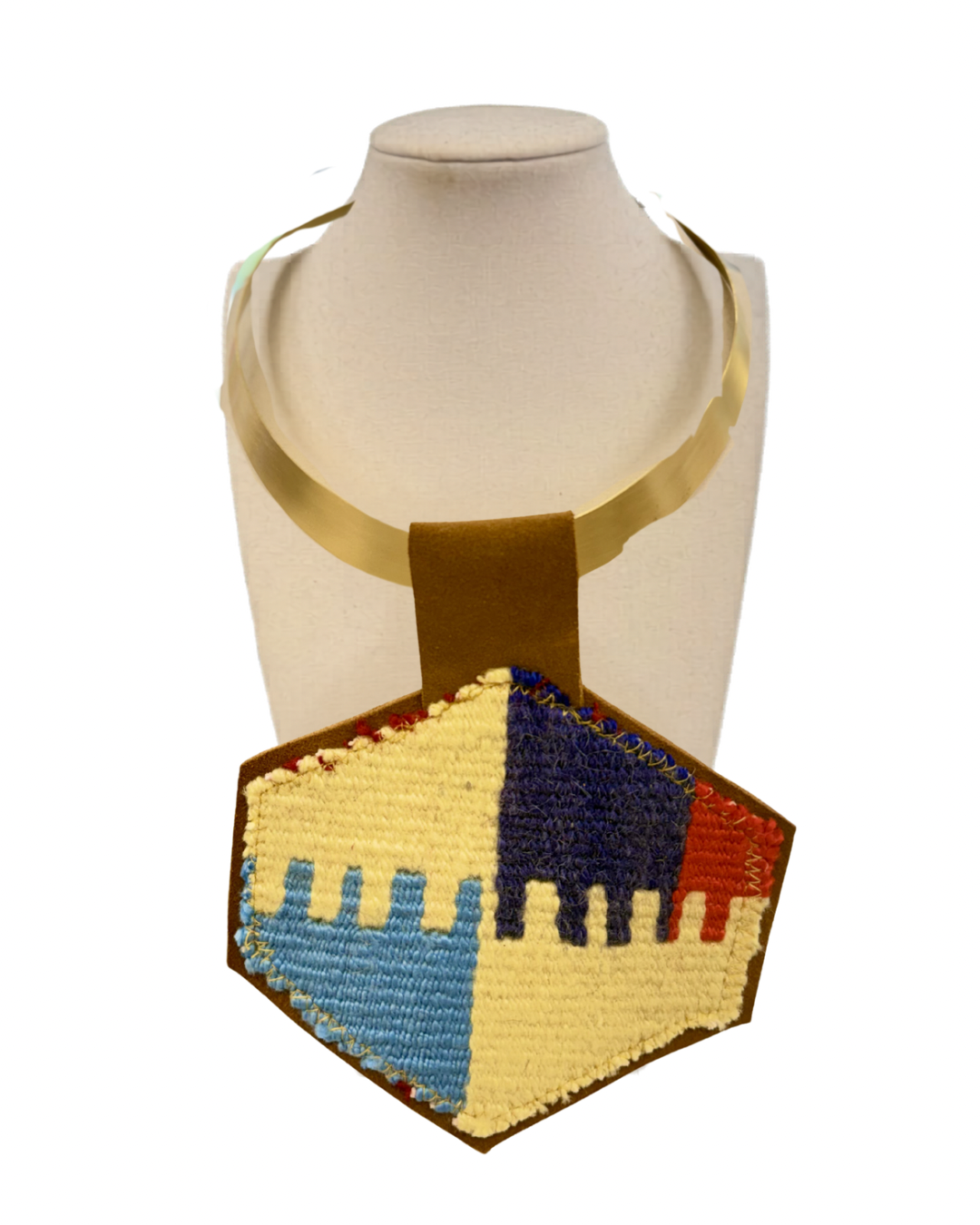 ORJINAL Brass Pendant - Tan, Navy, Red, Light Blue Patch