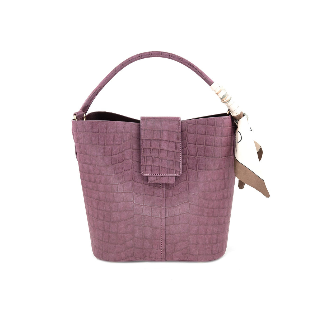 Croc Bucket Bag in Burgundy