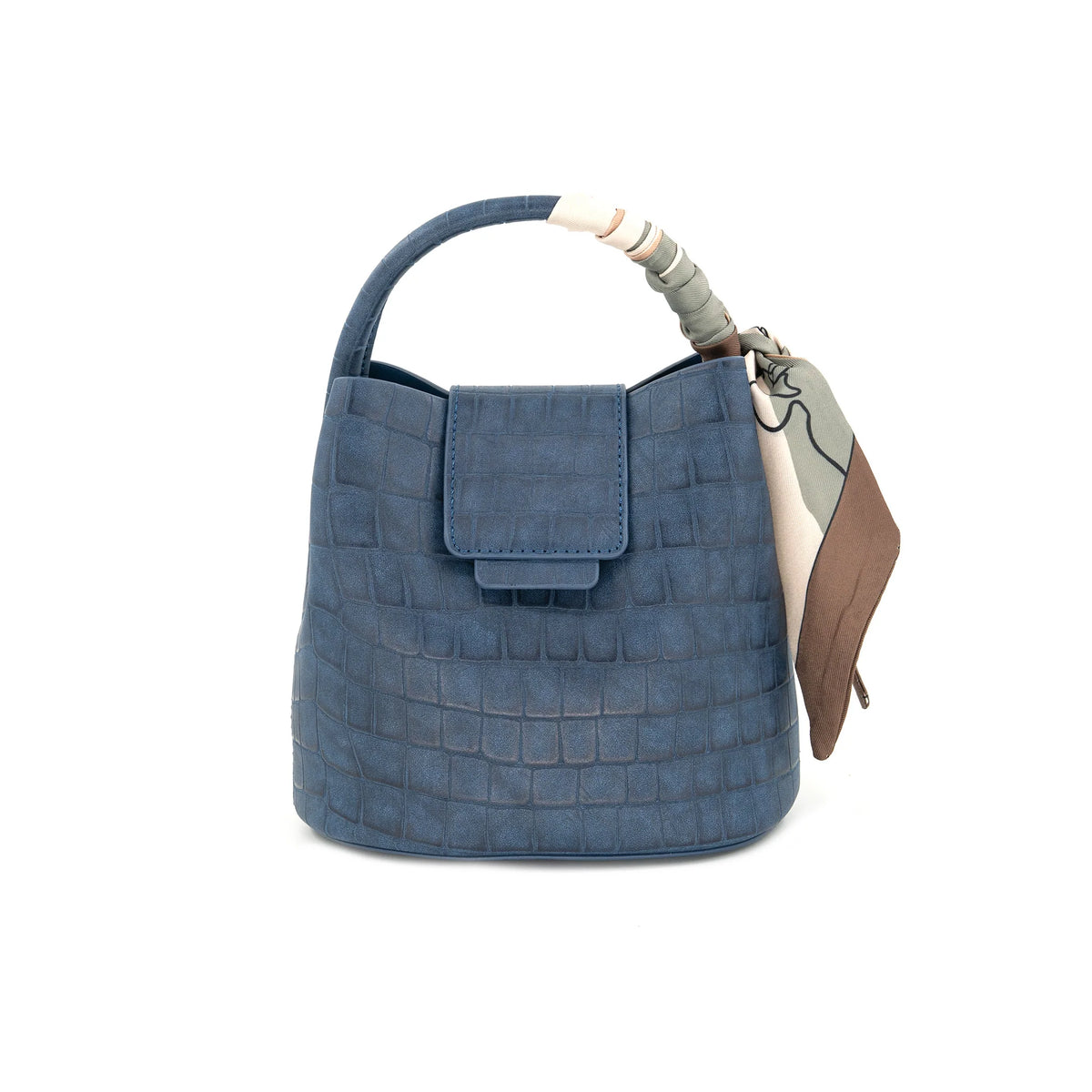 Suede Mini Bucket Bag in Navy