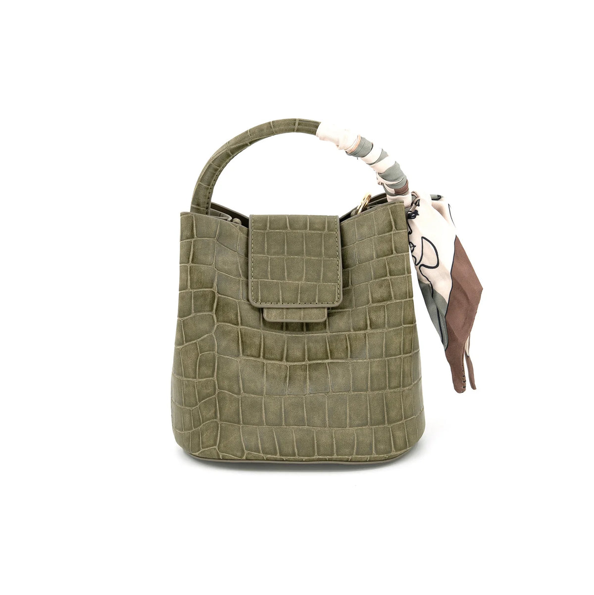 Suede Mini Bucket Bag in Olive
